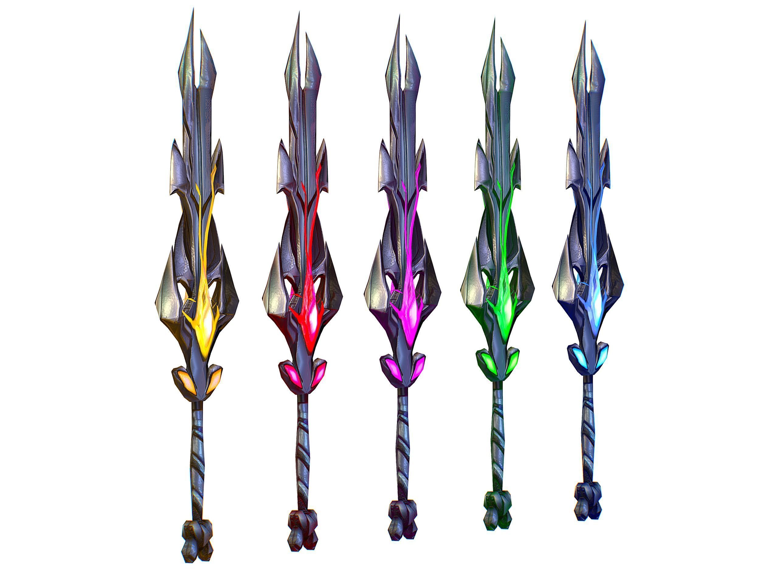 a set of cutting weapons Low-poly 3D model_8