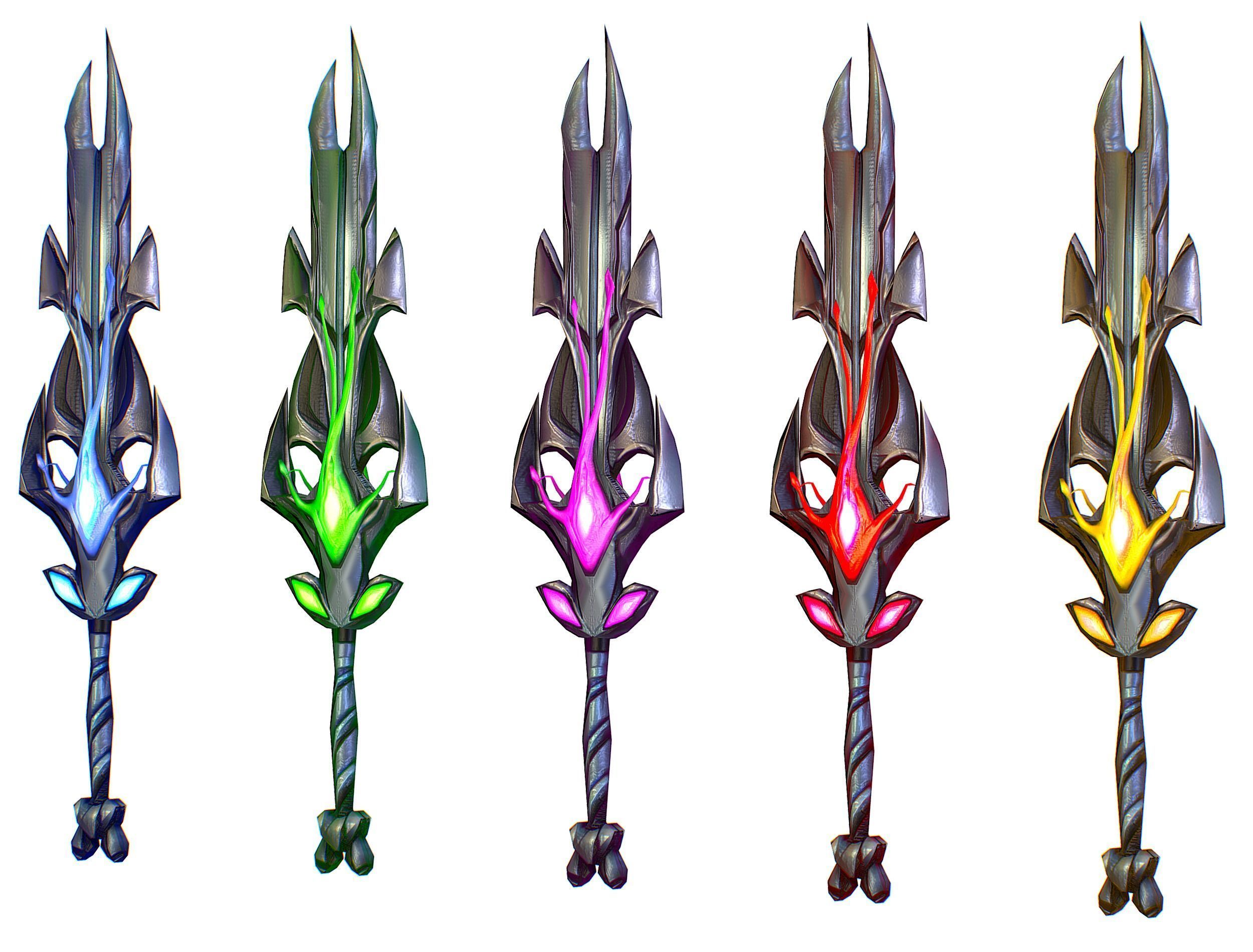 a set of cutting weapons Low-poly 3D model_1