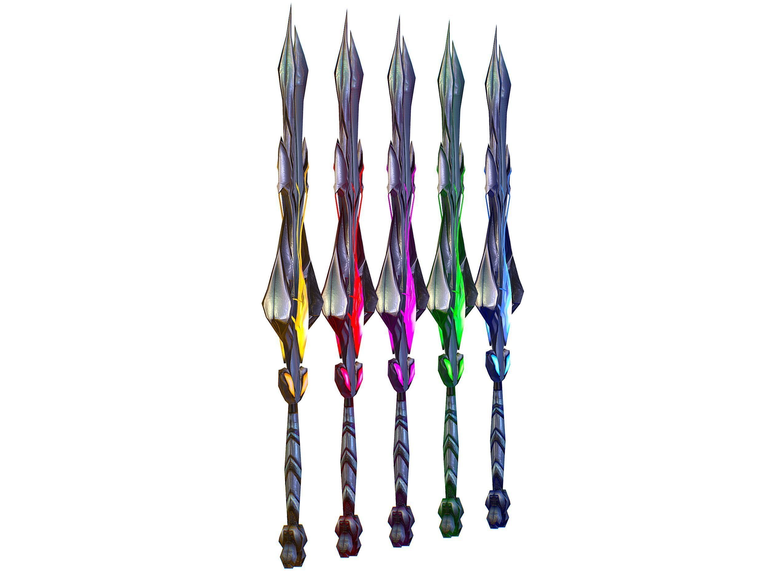 a set of cutting weapons Low-poly 3D model_7