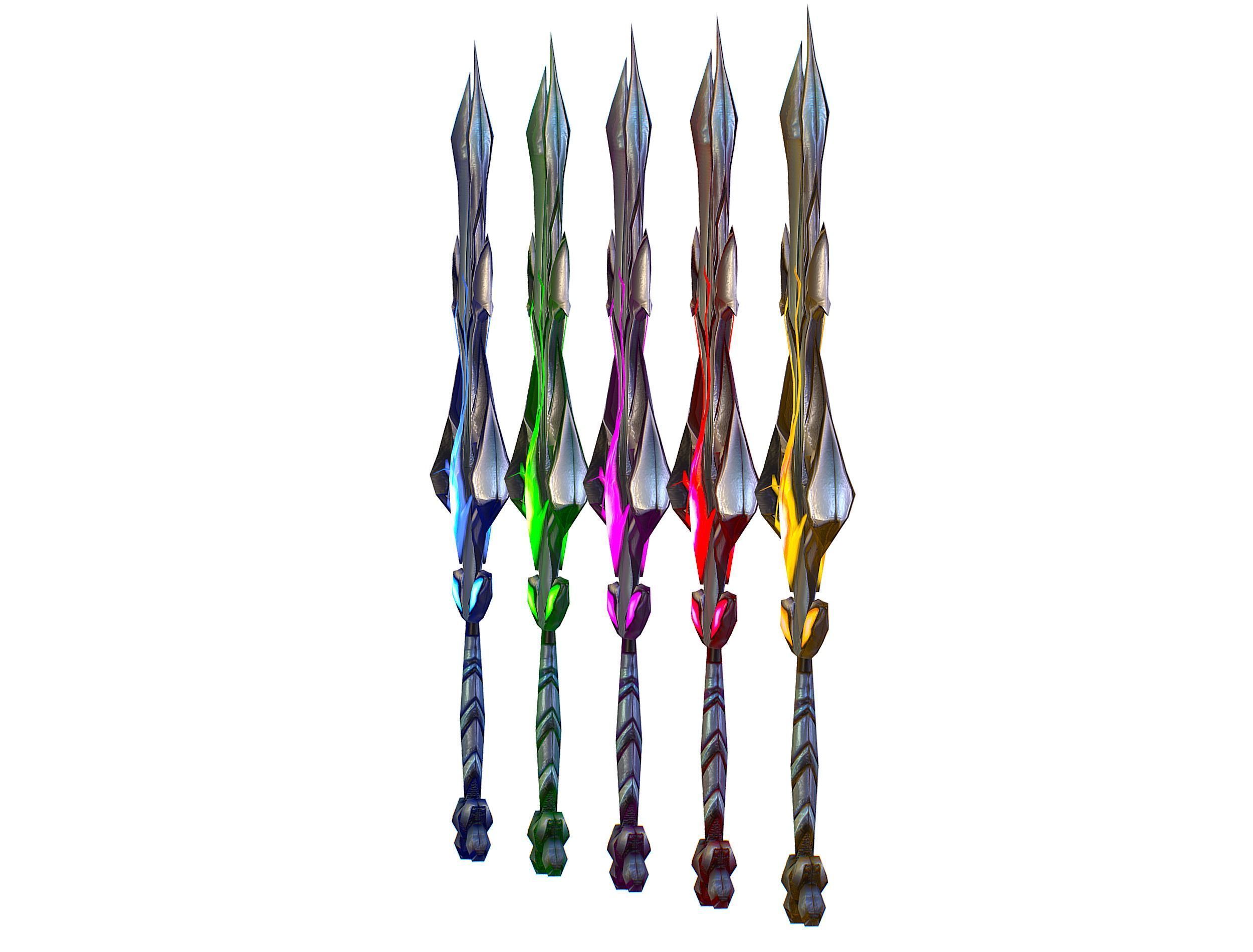 a set of cutting weapons Low-poly 3D model_4