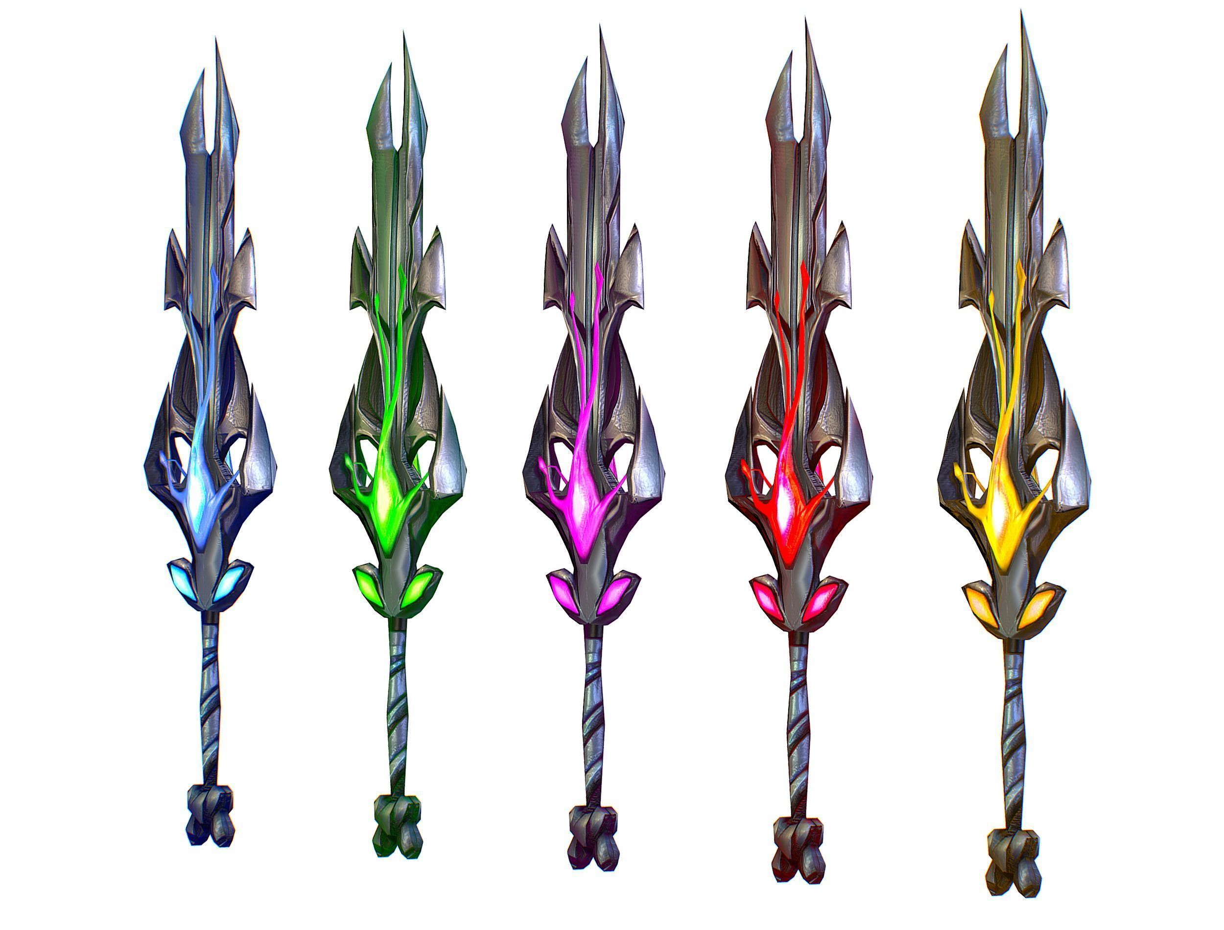 a set of cutting weapons Low-poly 3D model_2