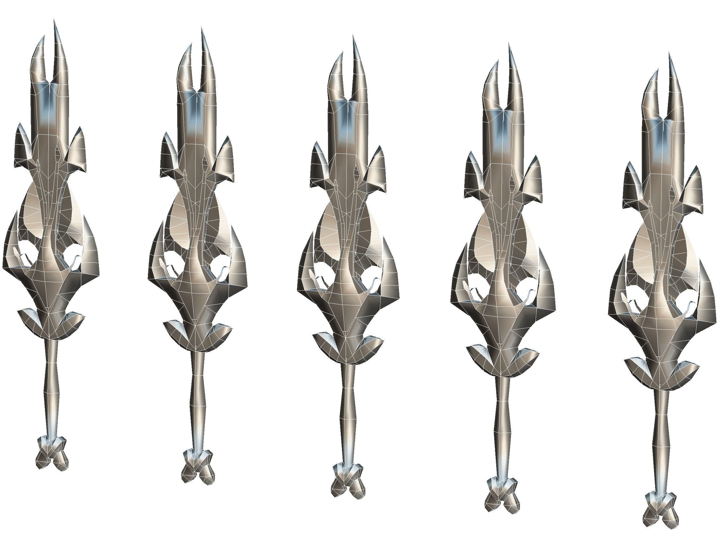 a set of cutting weapons Low-poly 3D model_16