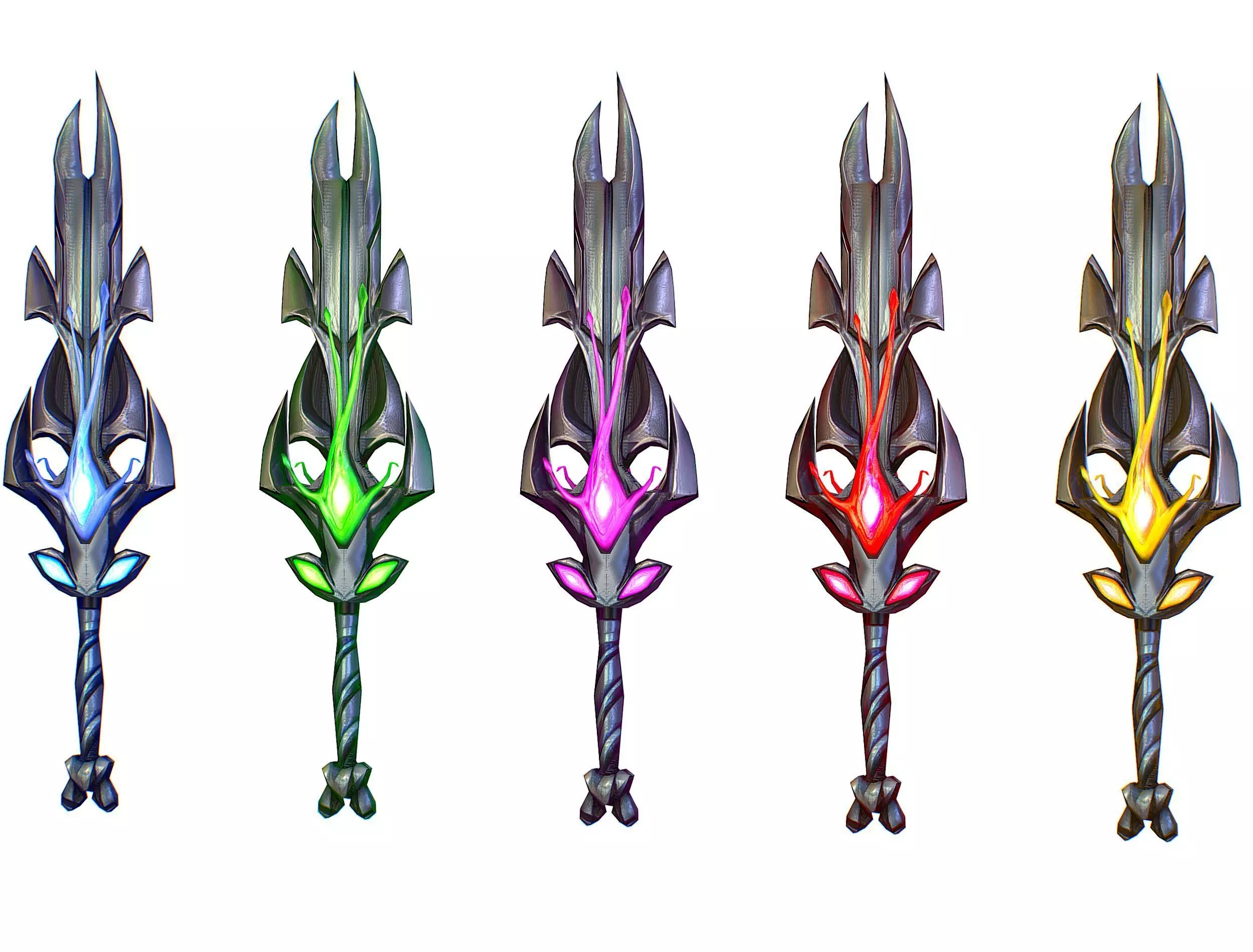 a set of cutting weapons Low-poly 3D model_0