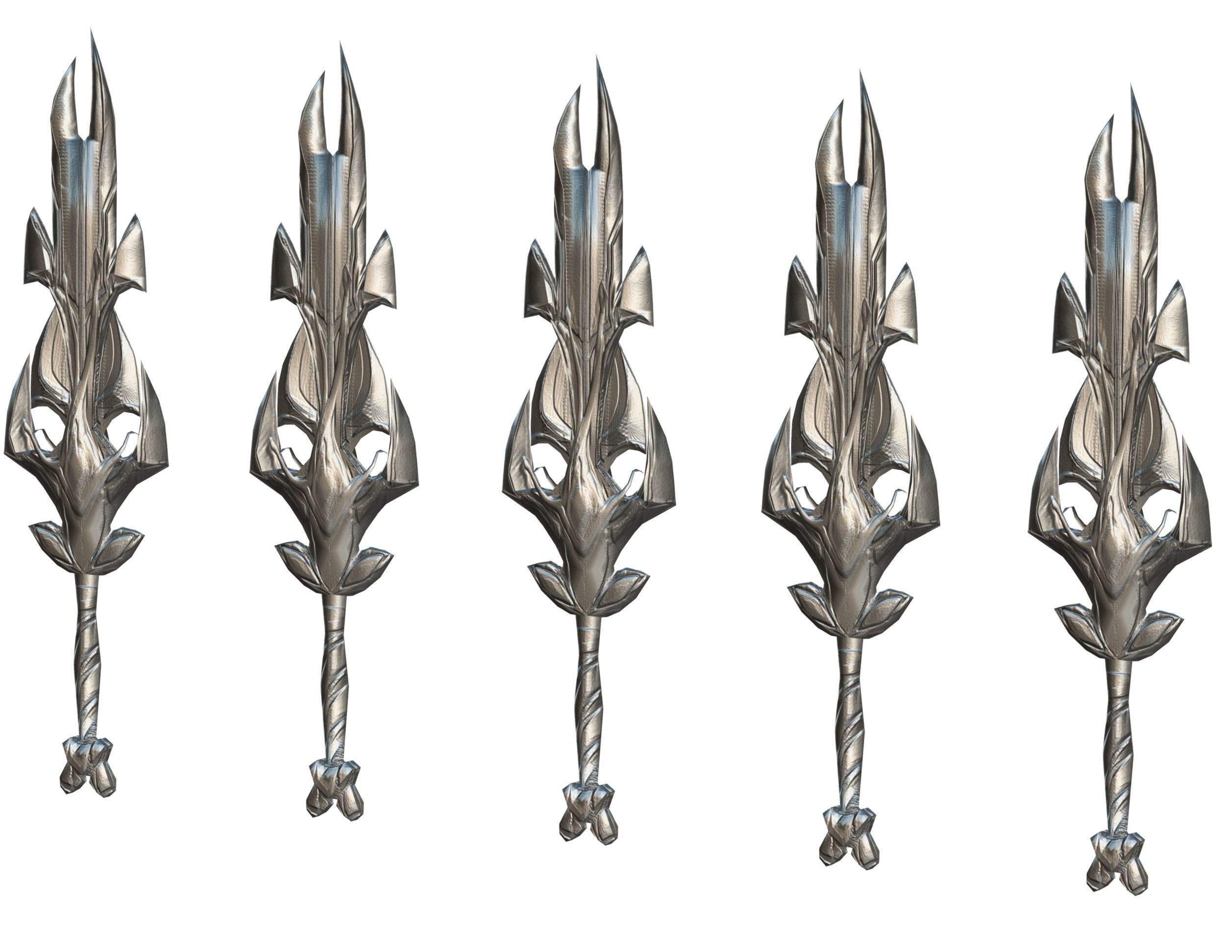a set of cutting weapons Low-poly 3D model_17