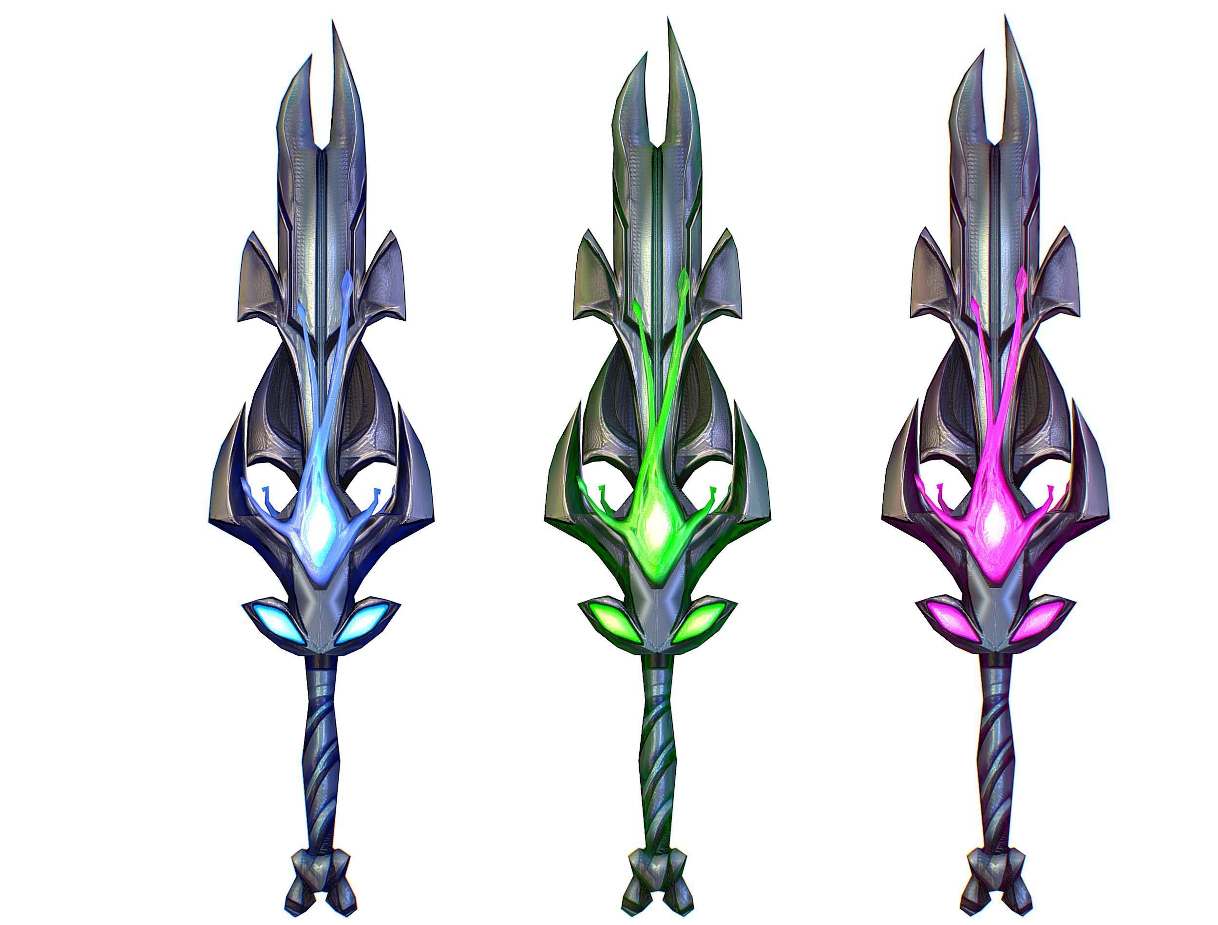a set of cutting weapons Low-poly 3D model_11