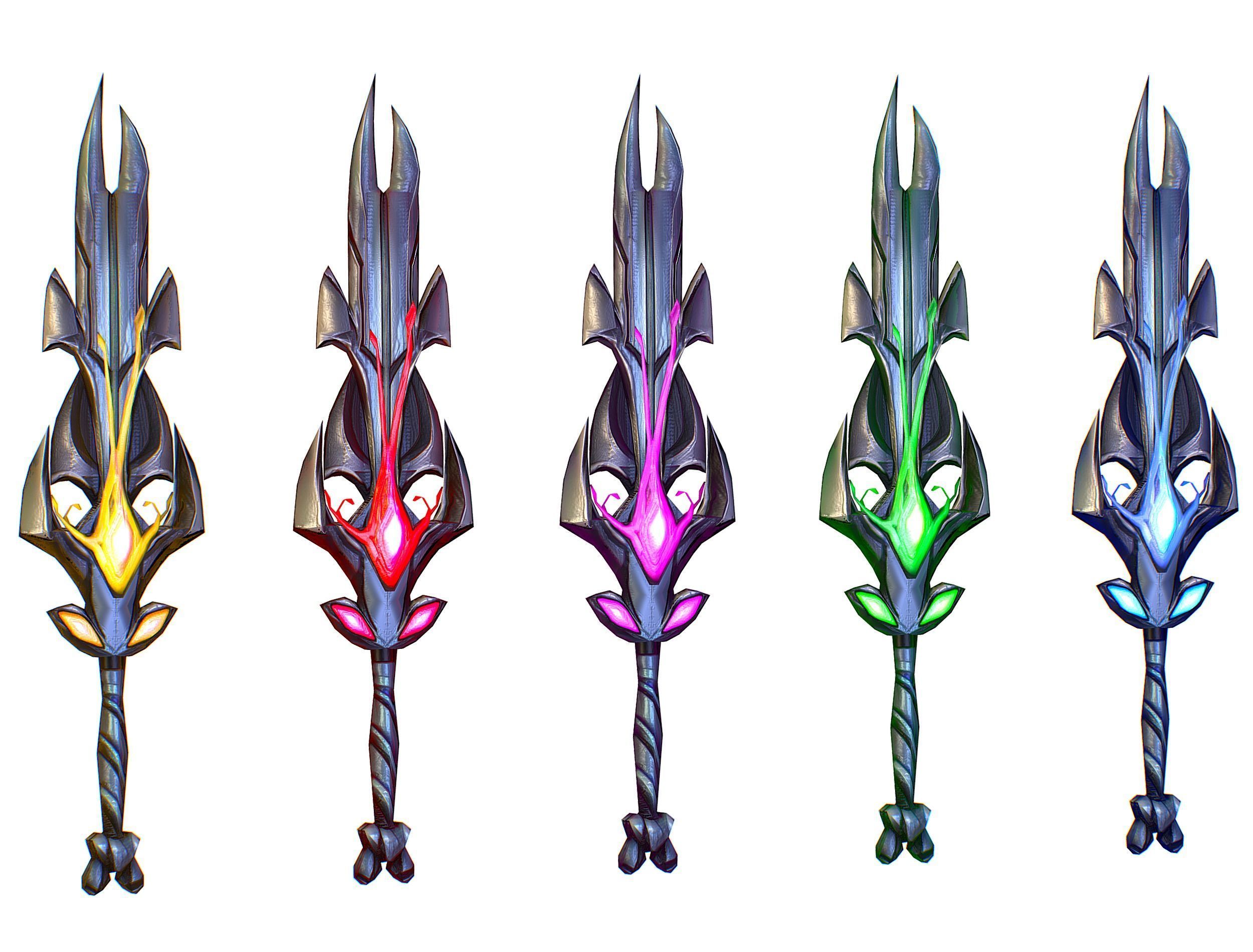 a set of cutting weapons Low-poly 3D model_10