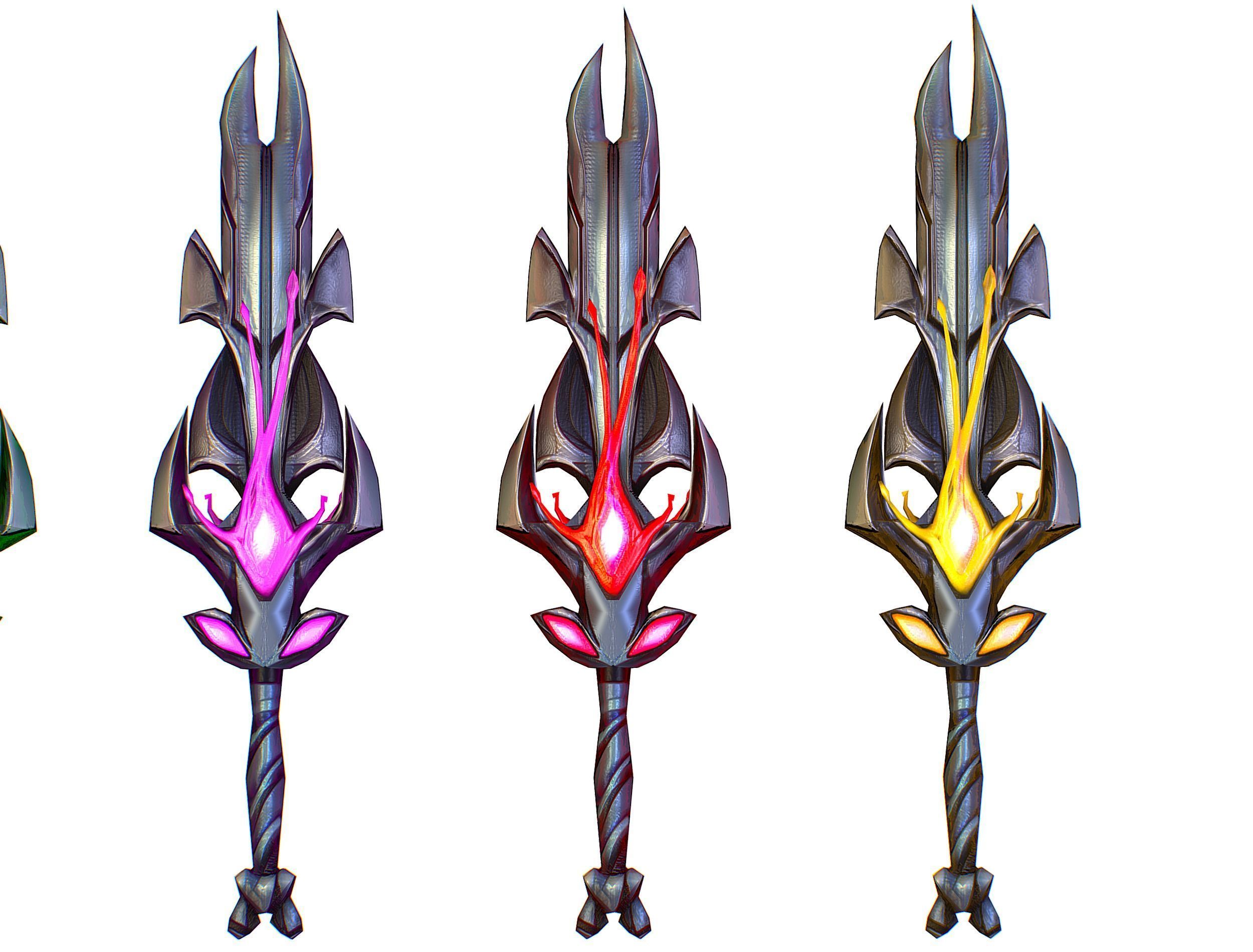a set of cutting weapons Low-poly 3D model_12