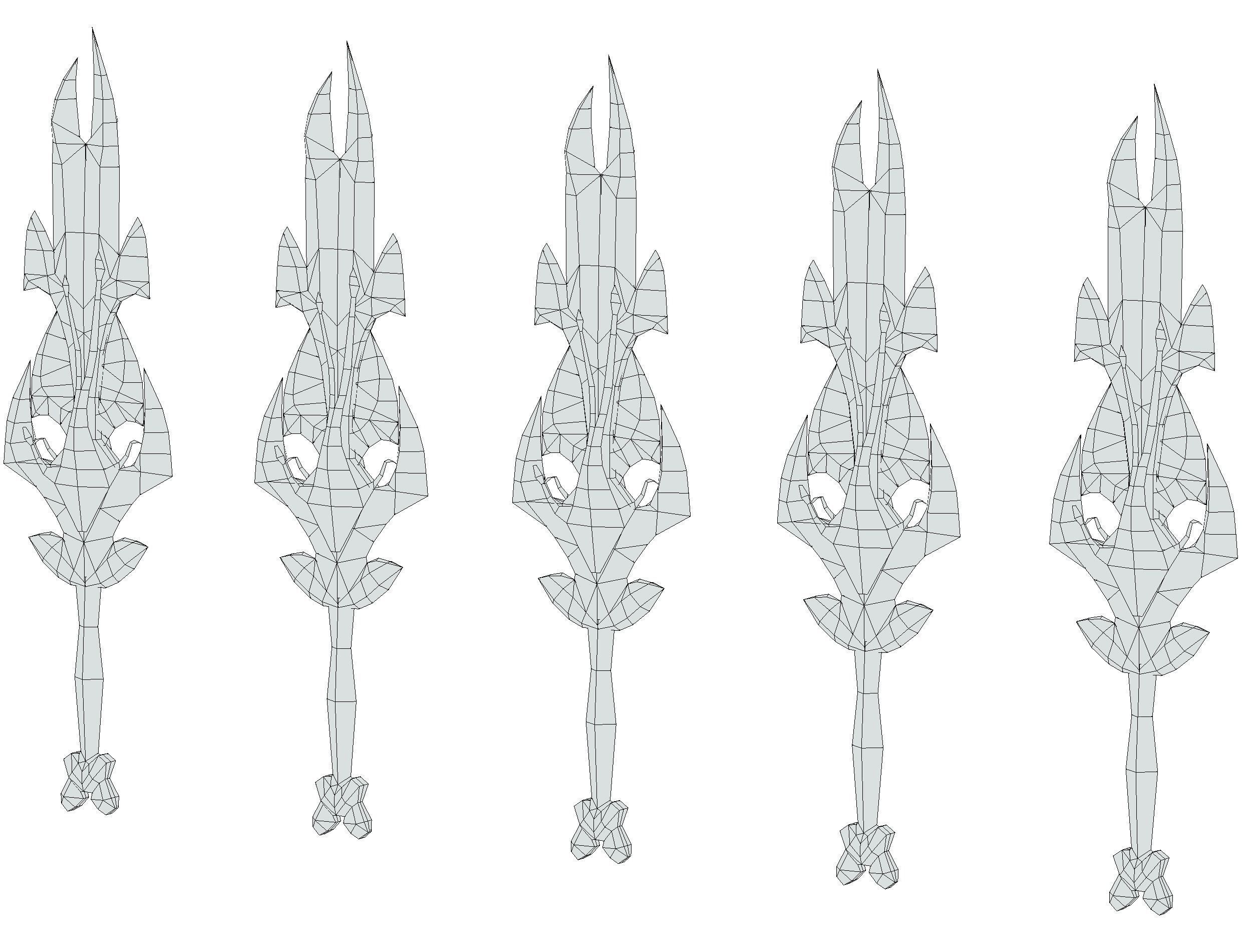 a set of cutting weapons Low-poly 3D model_18