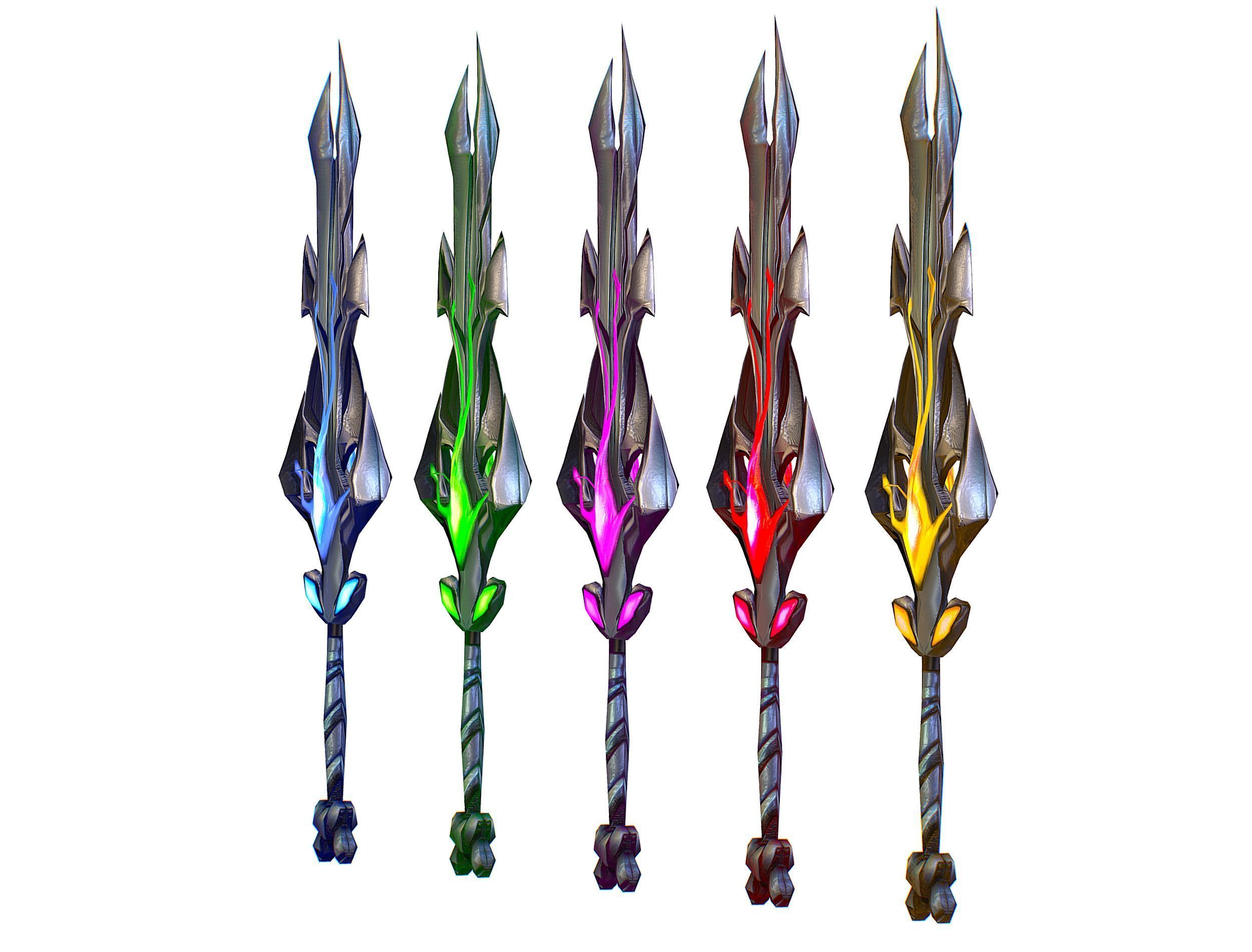 a set of cutting weapons Low-poly 3D model_3