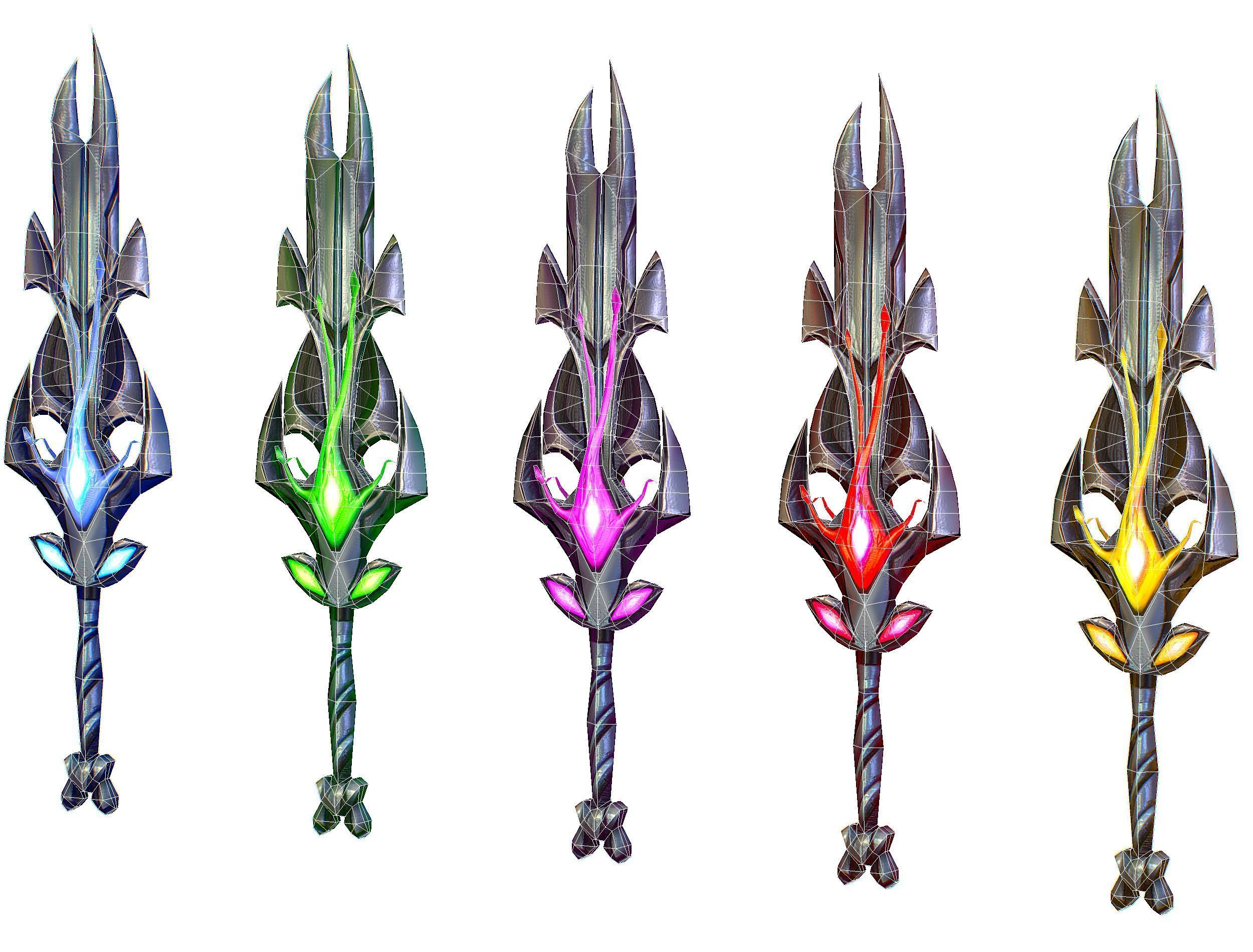 a set of cutting weapons Low-poly 3D model_15