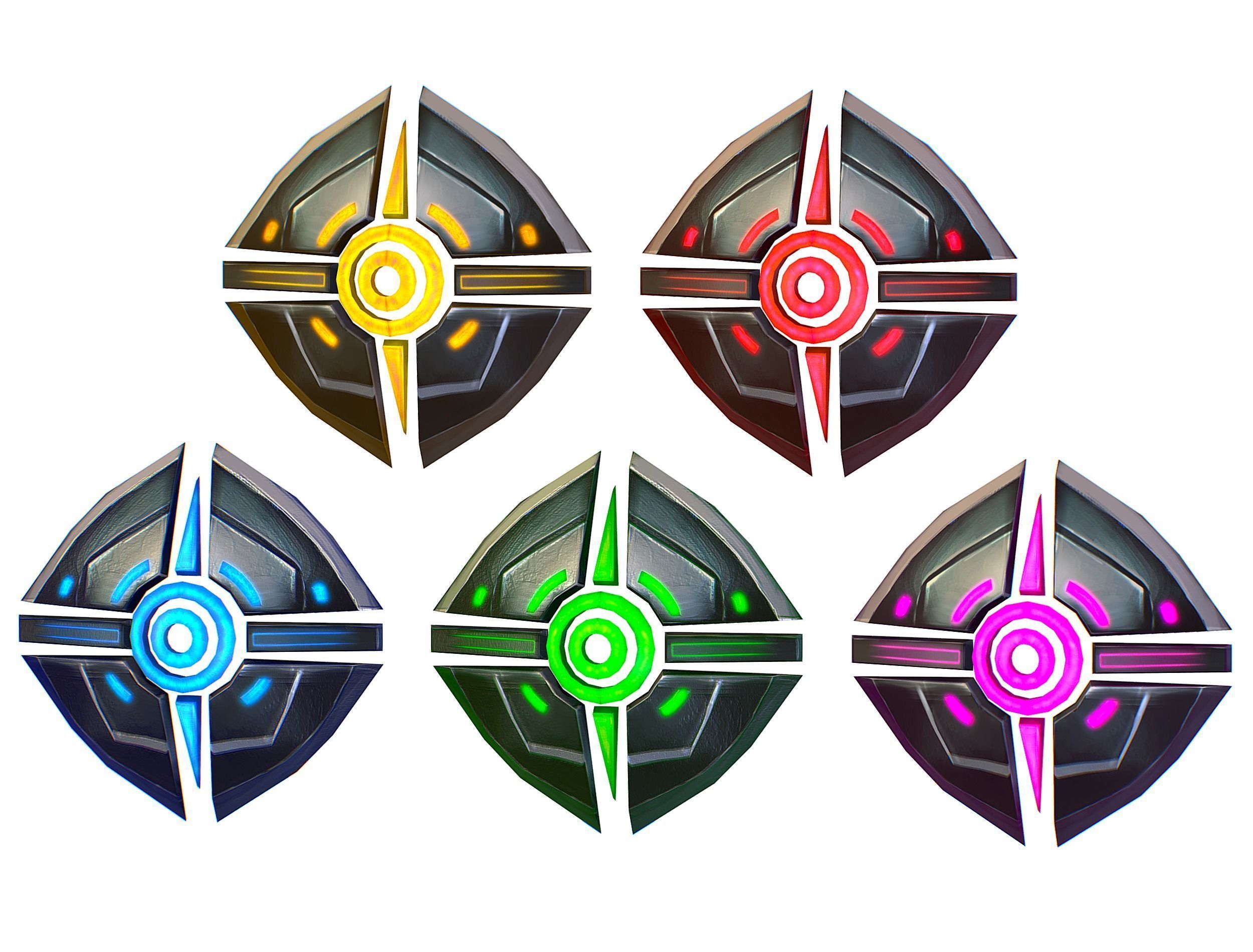 a Set of Shield Weapons Low-poly 3D model_1