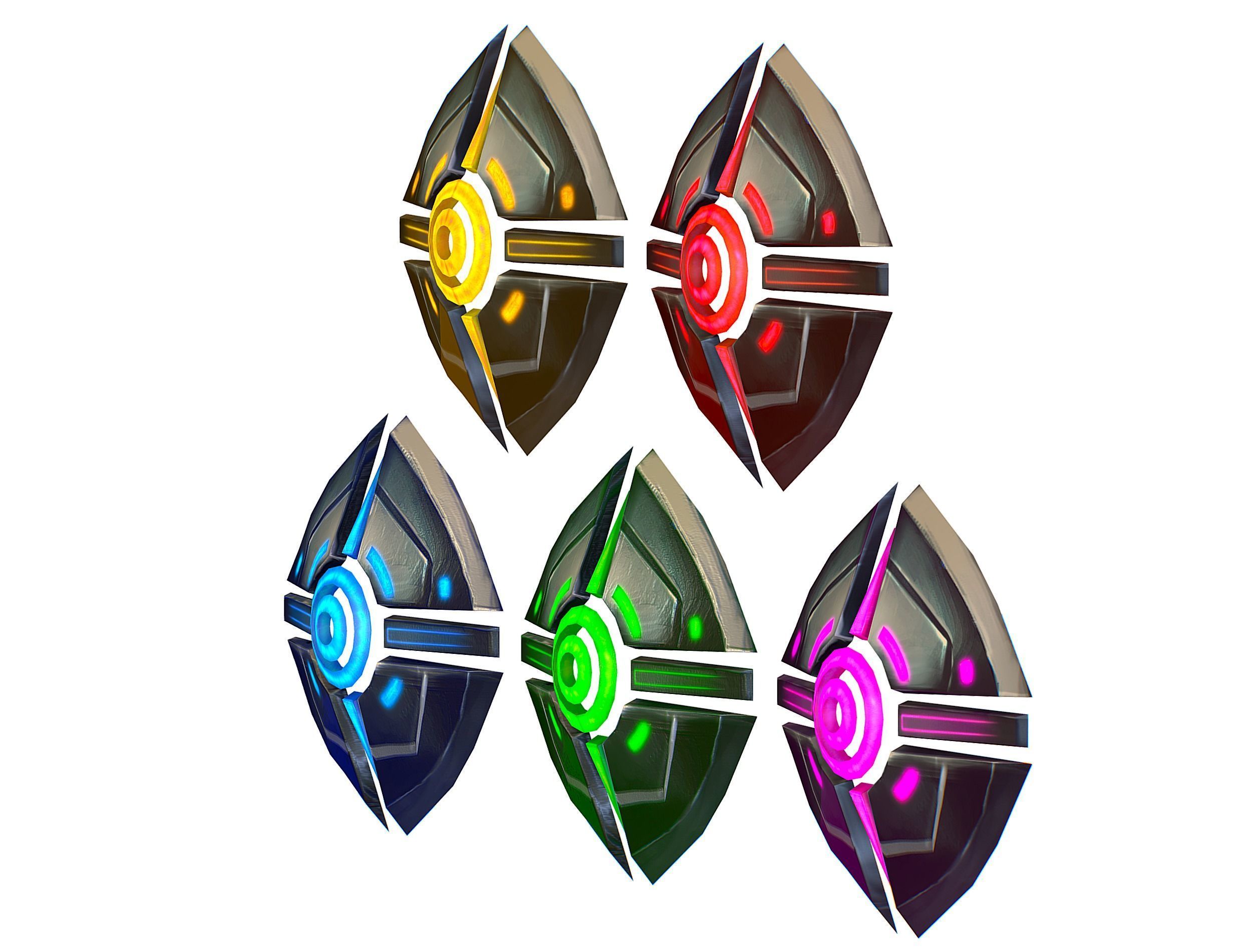 a Set of Shield Weapons Low-poly 3D model_3