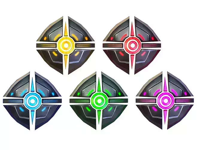 a Set of Shield Weapons Low-poly 3D model