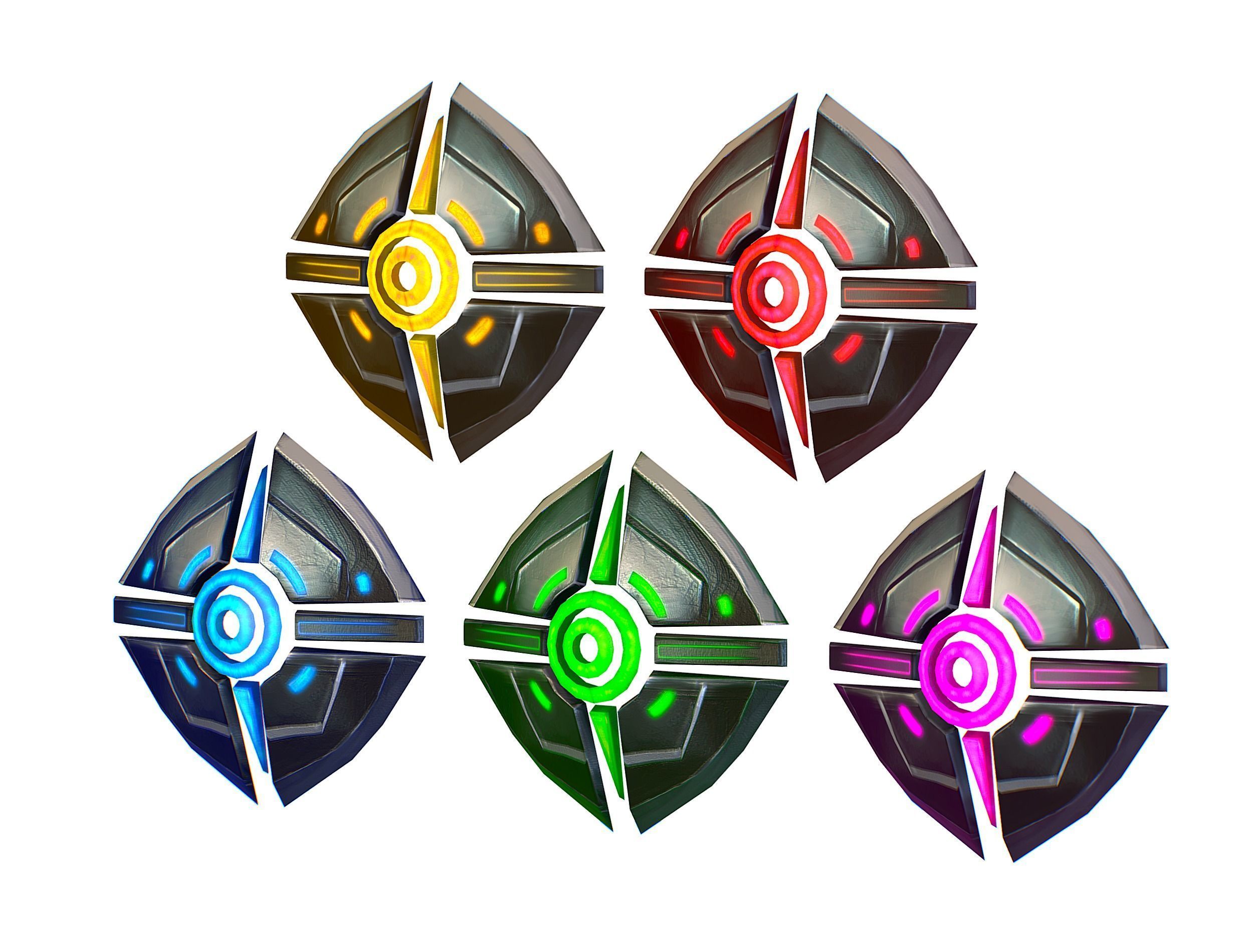a Set of Shield Weapons Low-poly 3D model_2