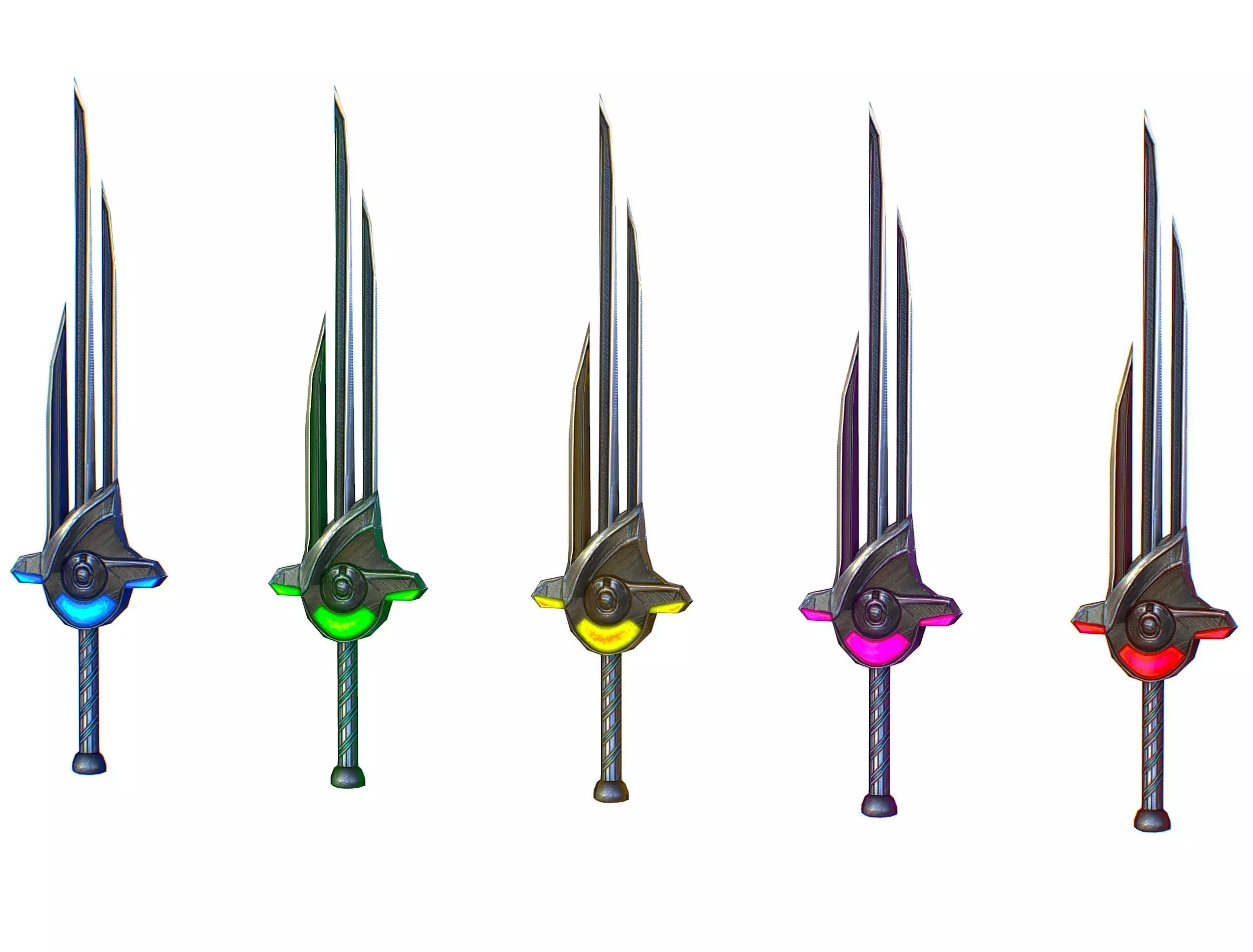 a set of cutting weapons Low-poly 3D model_0