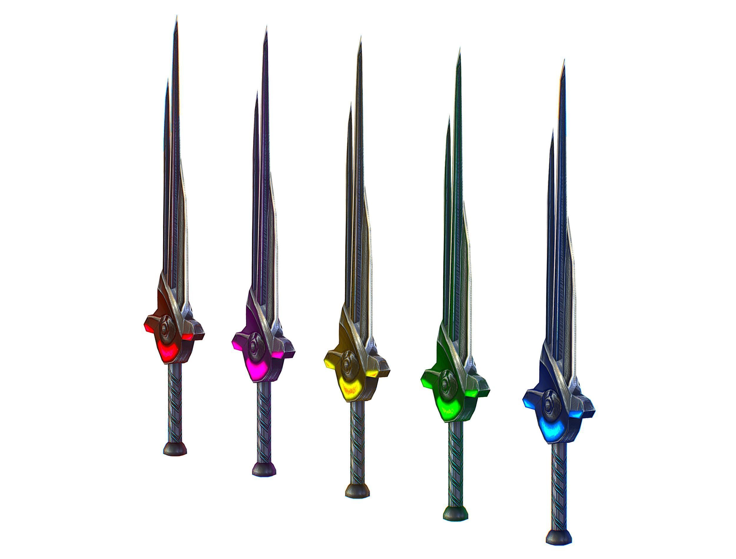 a set of cutting weapons Low-poly 3D model_13