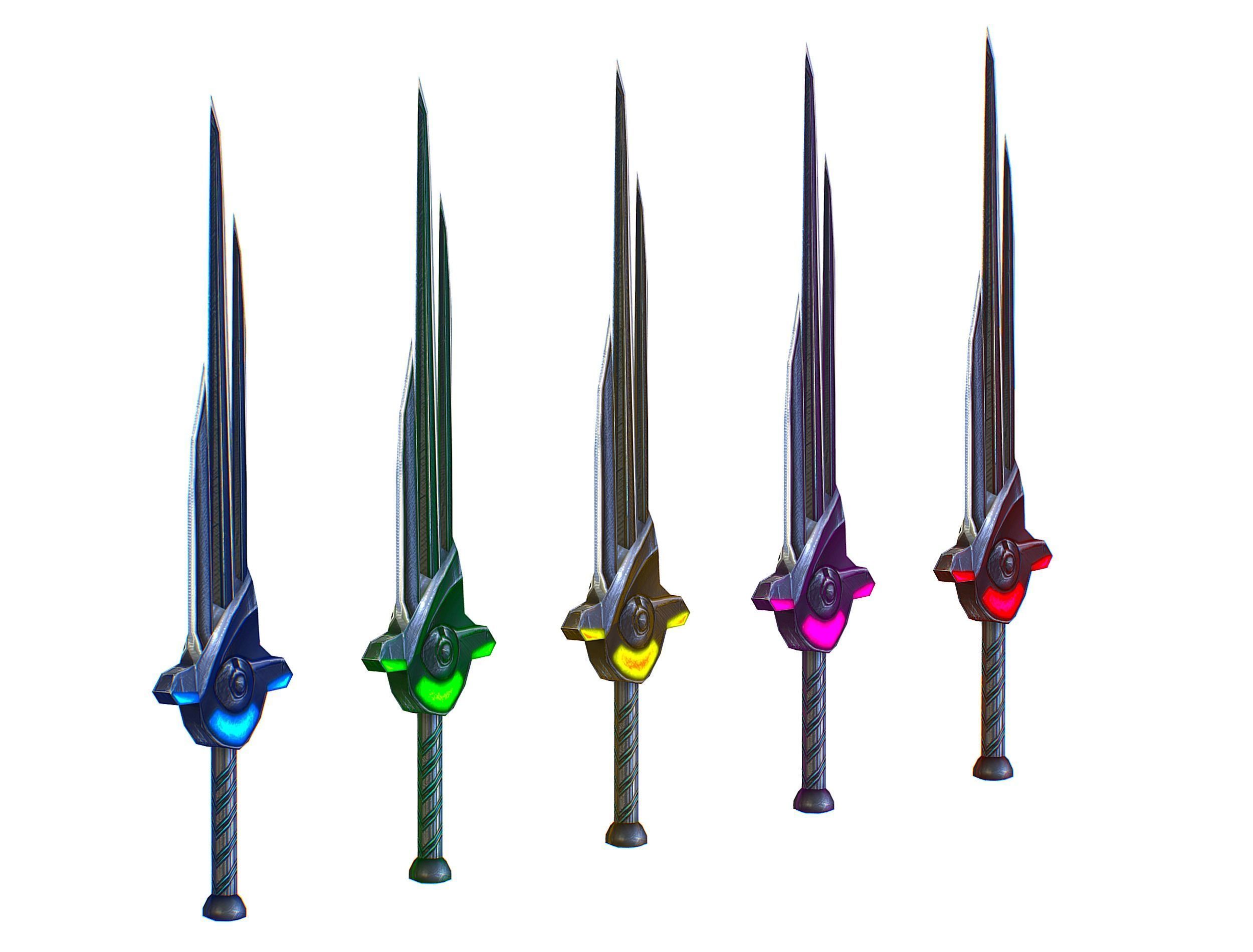 a set of cutting weapons Low-poly 3D model_17