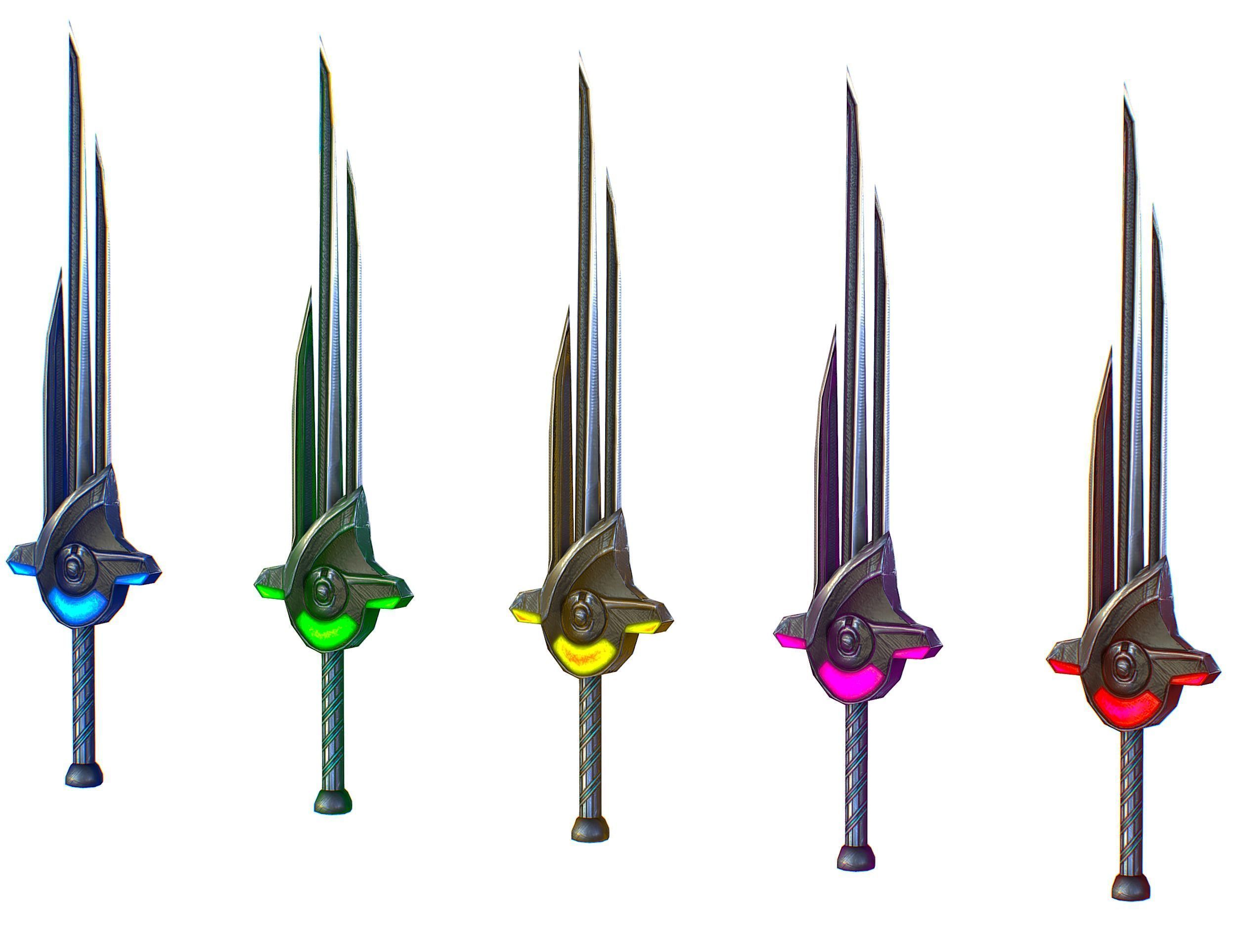 a set of cutting weapons Low-poly 3D model_1