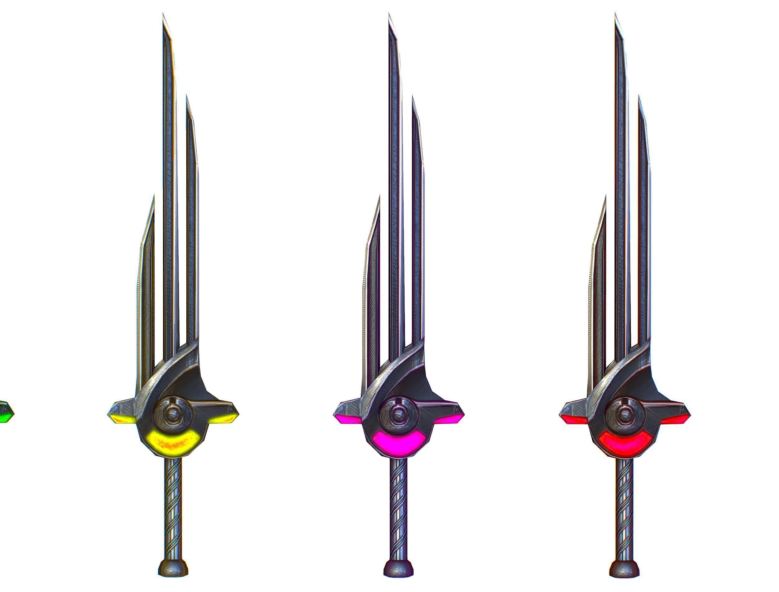 a set of cutting weapons Low-poly 3D model_20