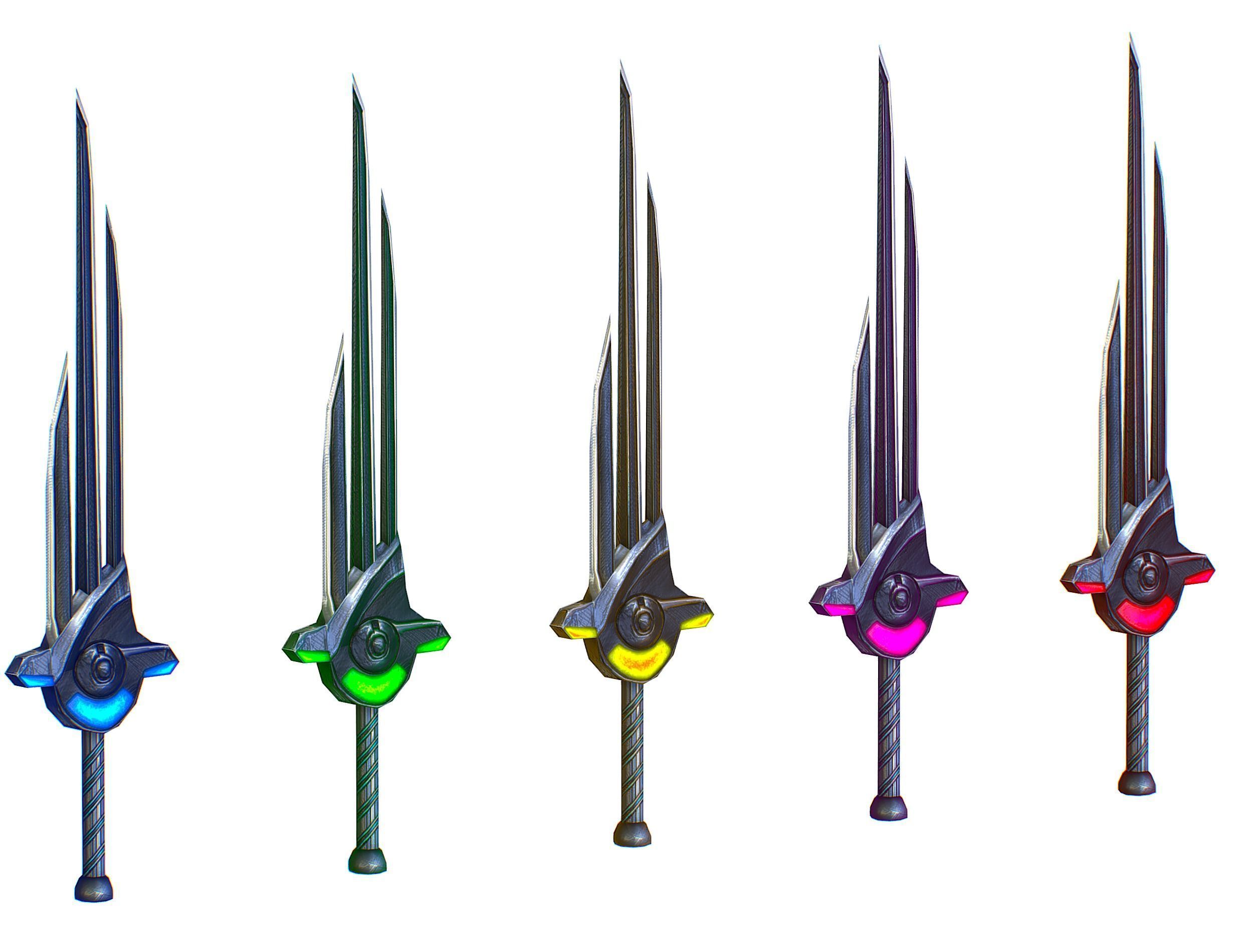 a set of cutting weapons Low-poly 3D model_18