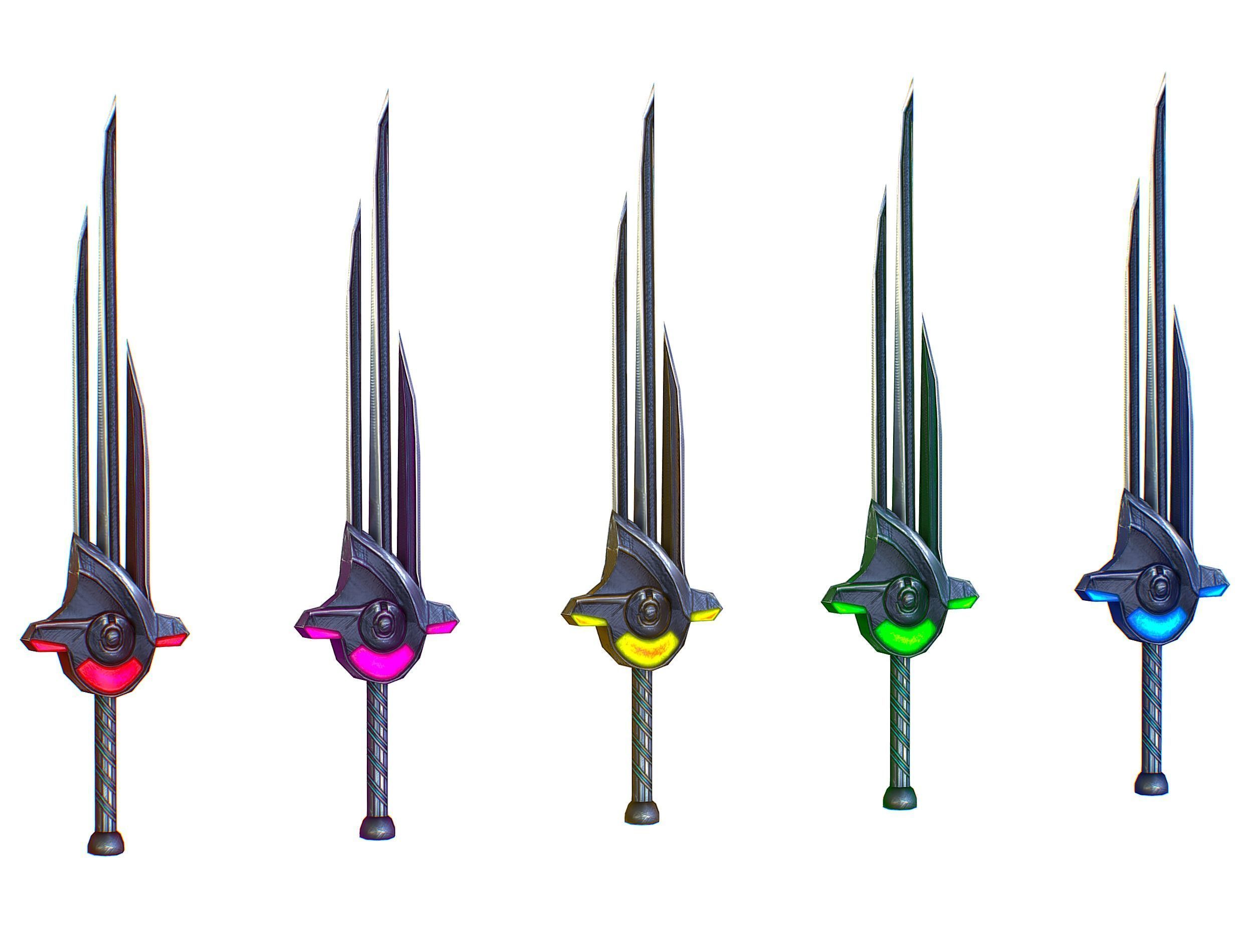 a set of cutting weapons Low-poly 3D model_10