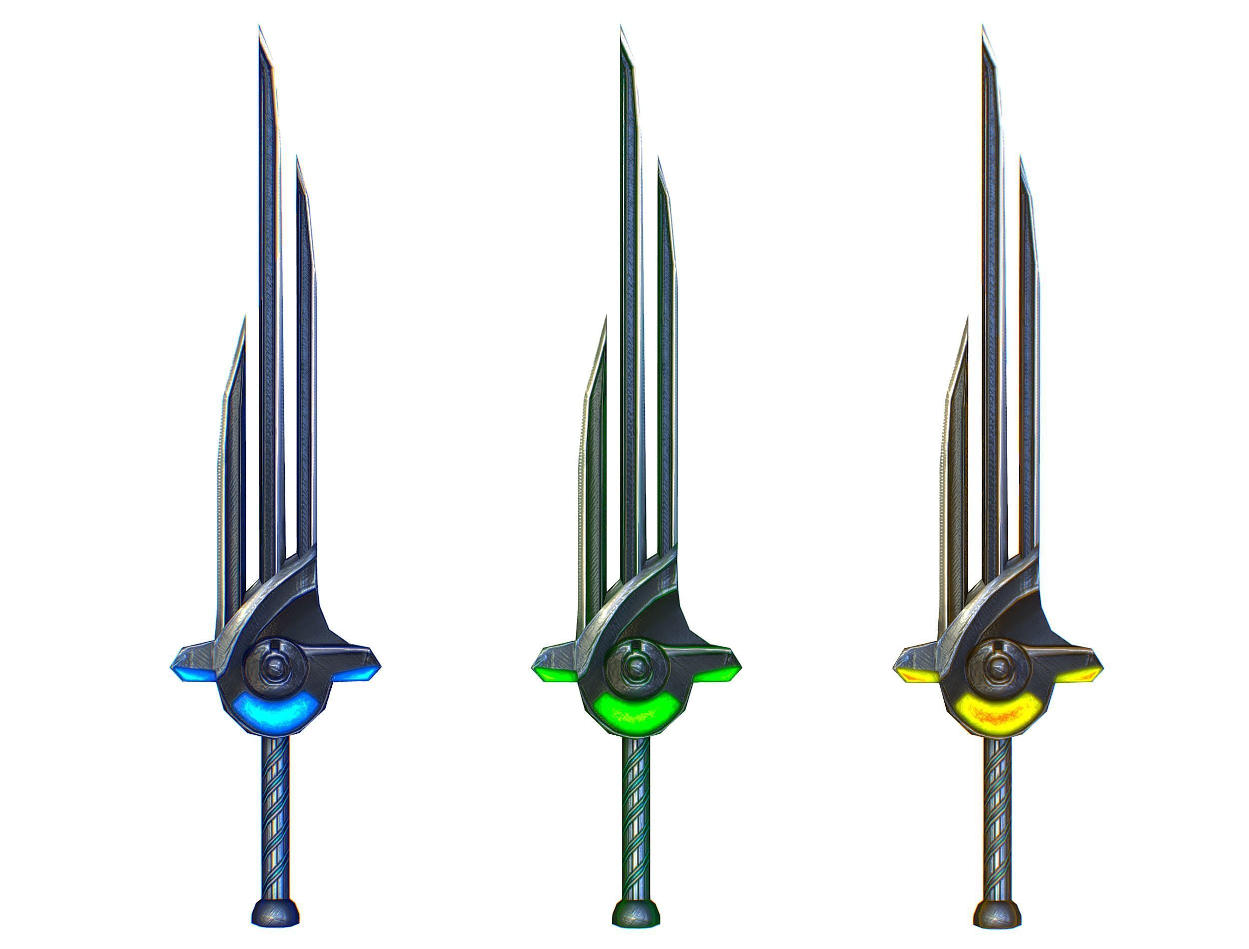a set of cutting weapons Low-poly 3D model_19