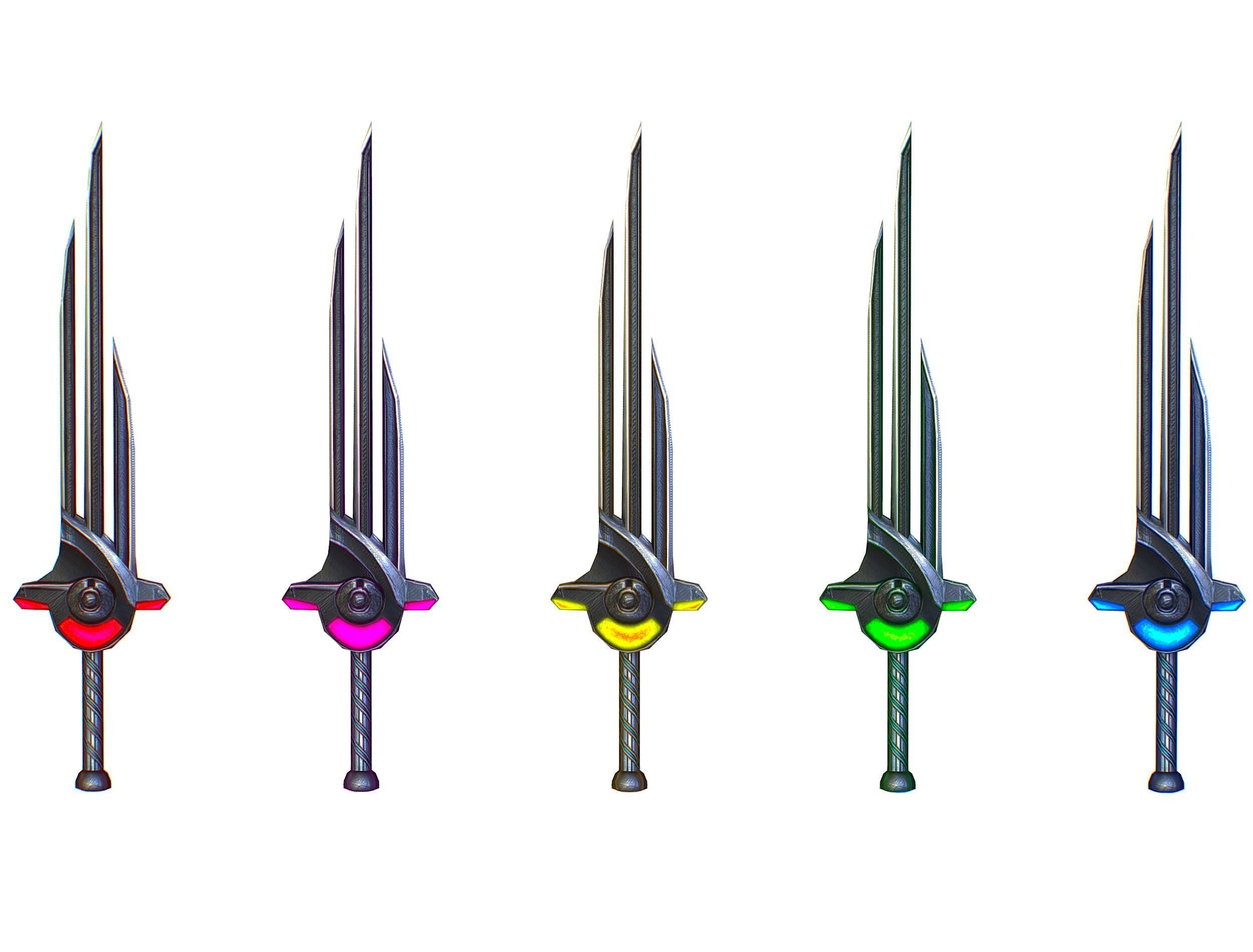 a set of cutting weapons Low-poly 3D model_11