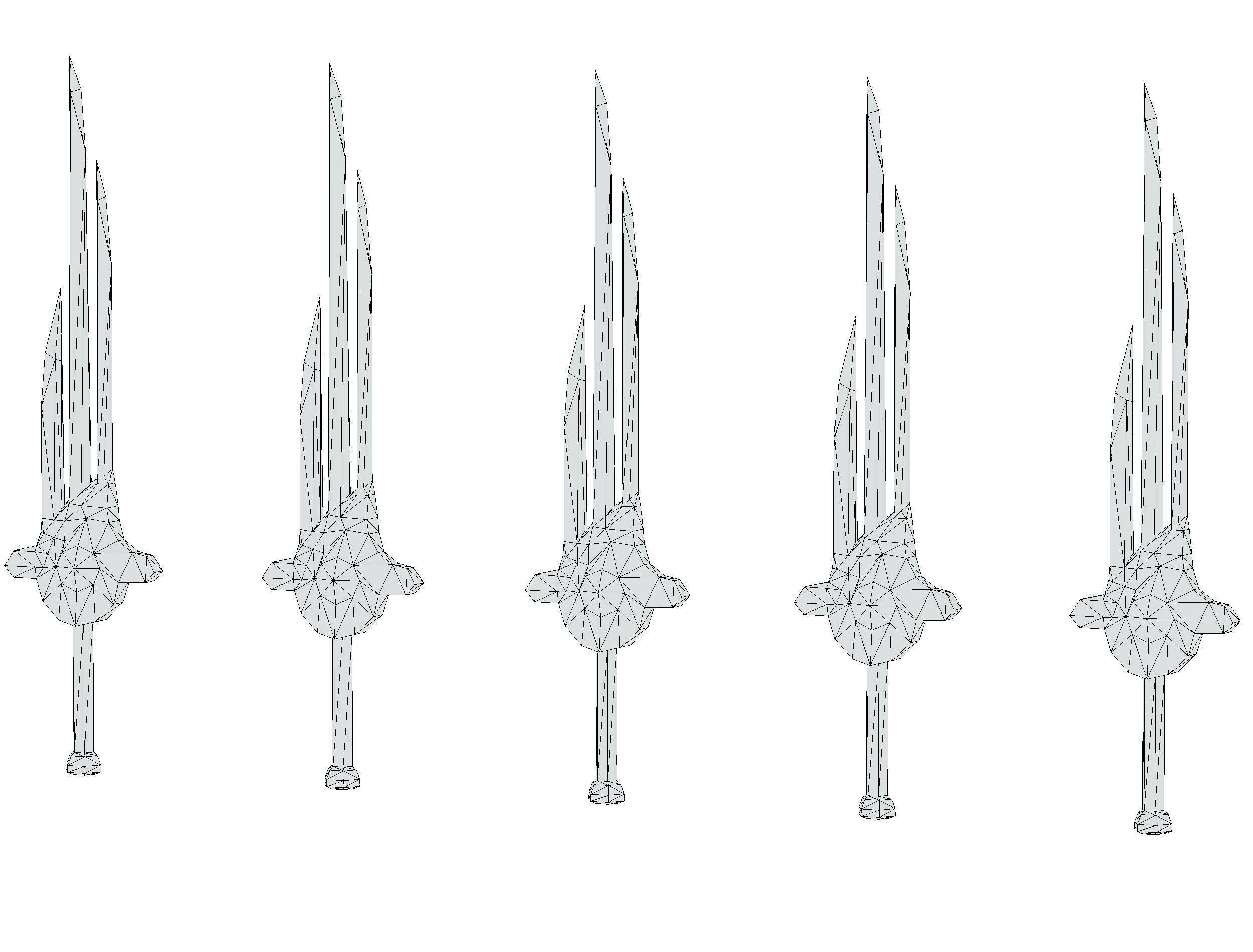 a set of cutting weapons Low-poly 3D model_26