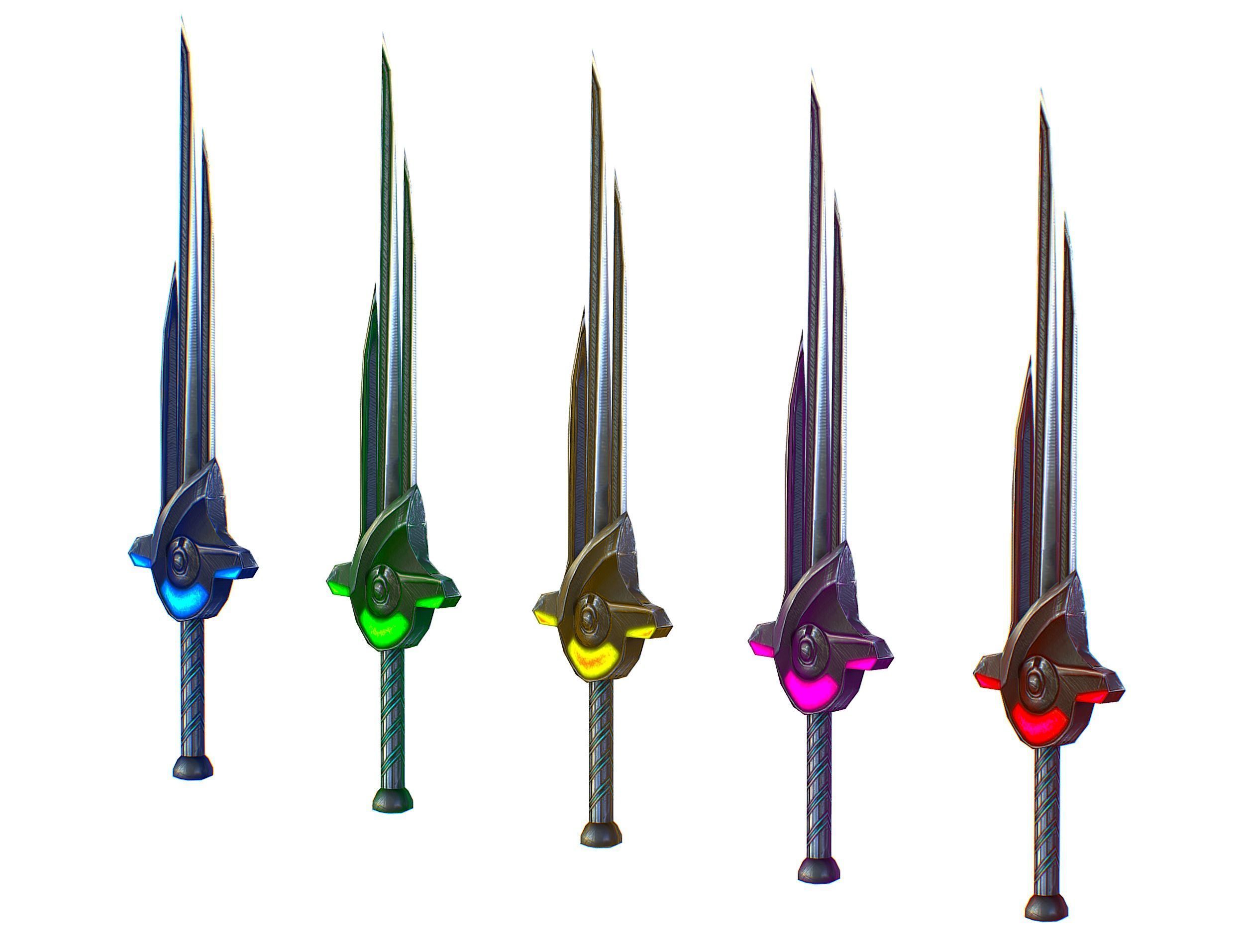 a set of cutting weapons Low-poly 3D model_2