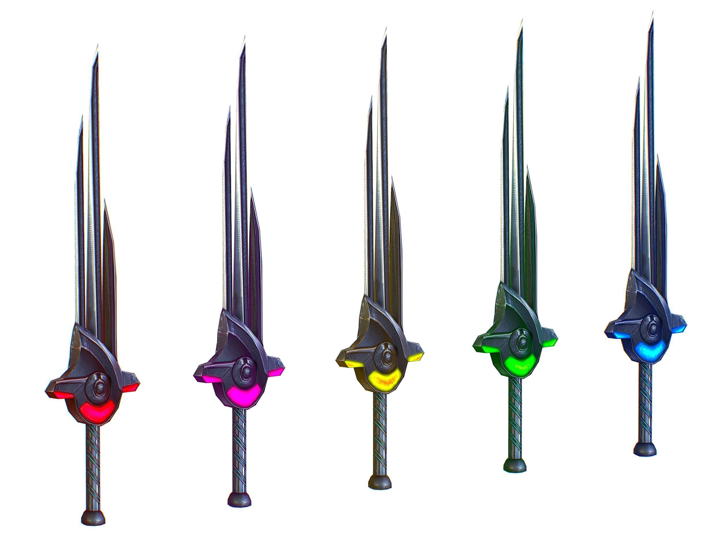a set of cutting weapons Low-poly 3D model_9