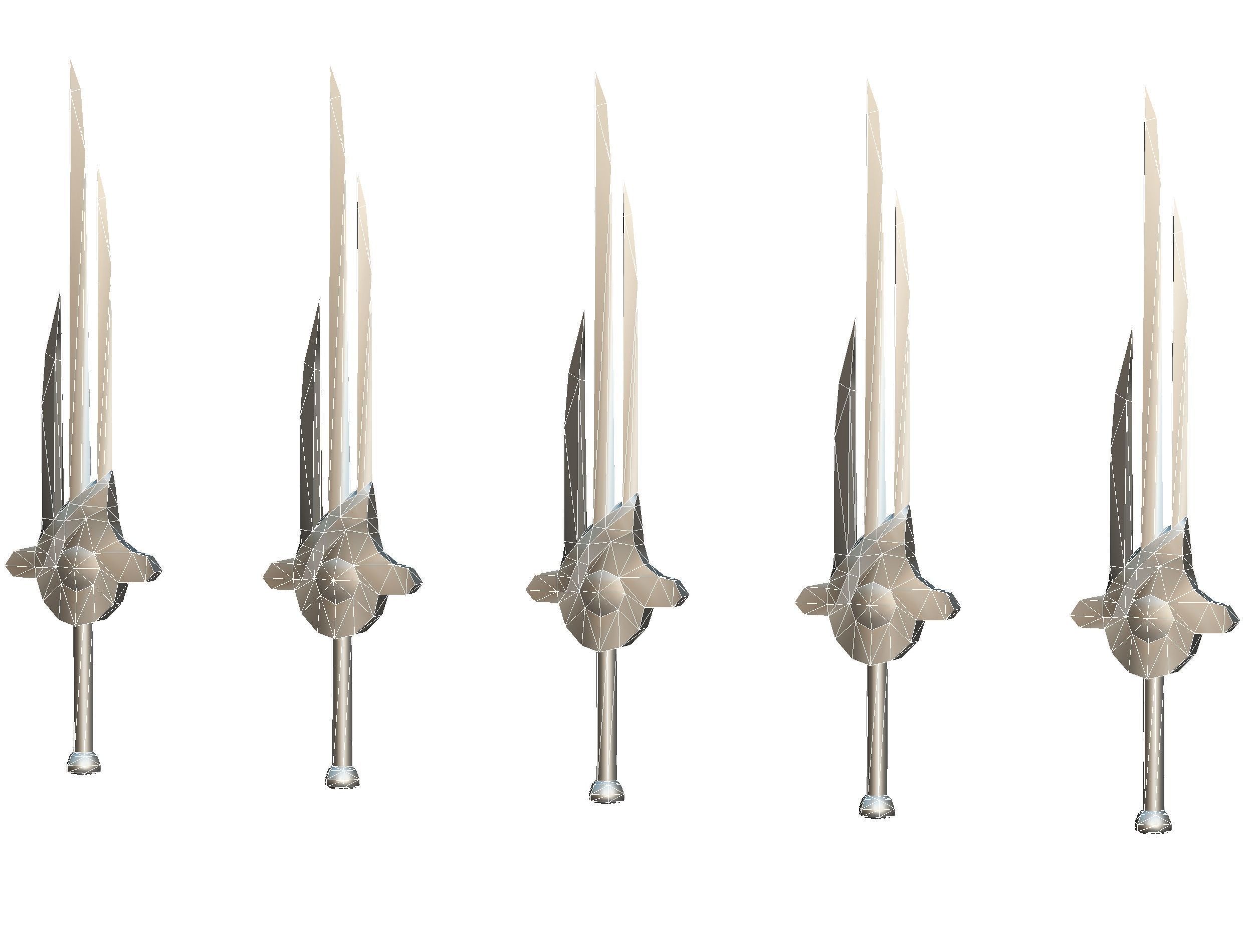 a set of cutting weapons Low-poly 3D model_24