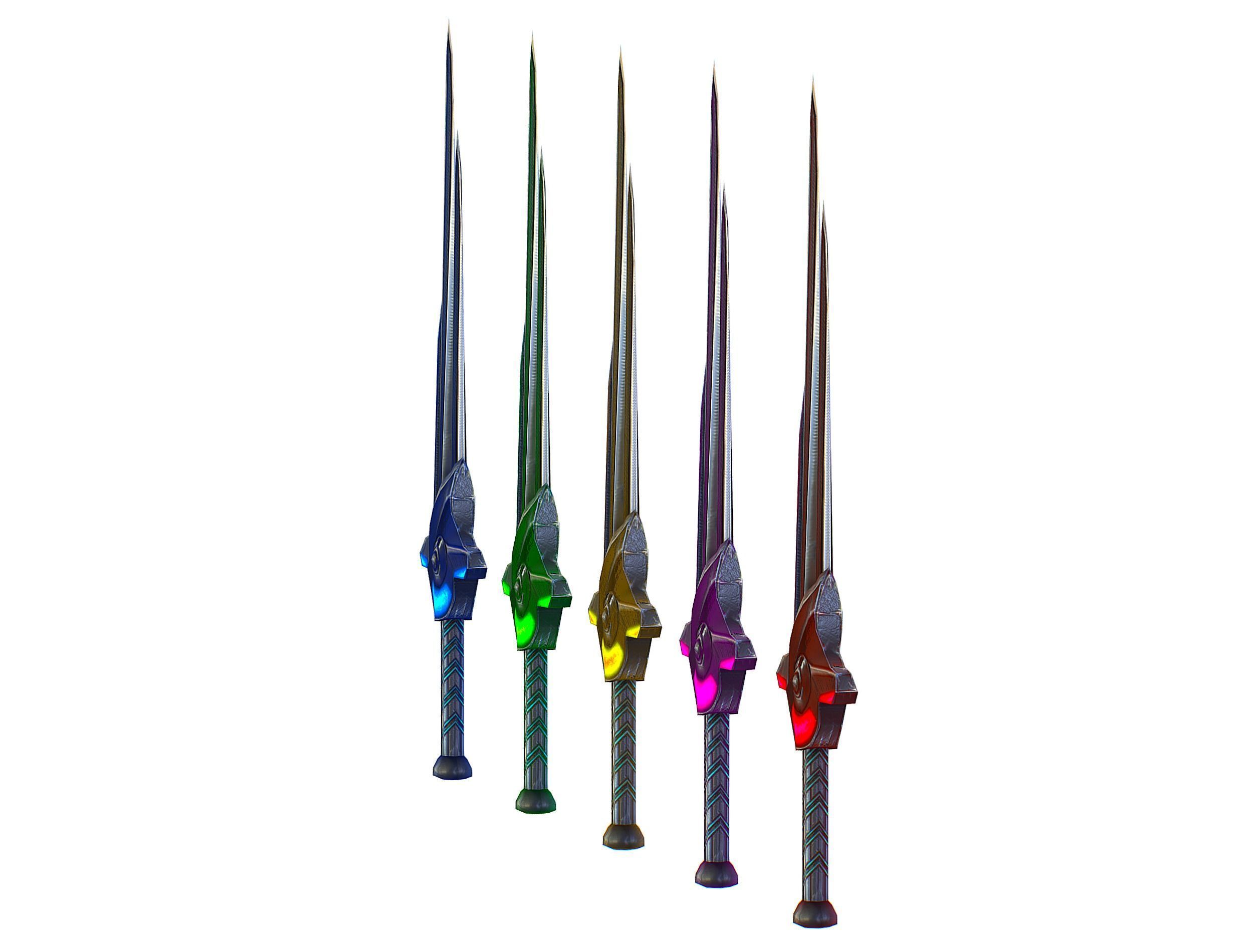 a set of cutting weapons Low-poly 3D model_4