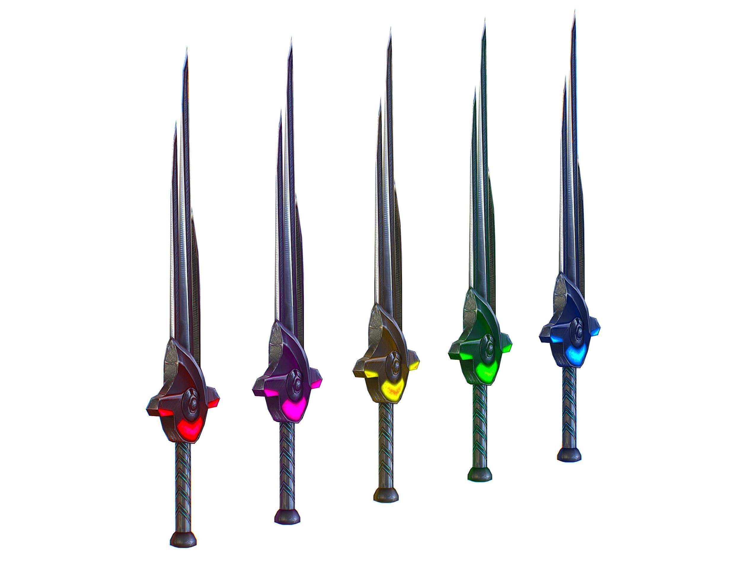 a set of cutting weapons Low-poly 3D model_8
