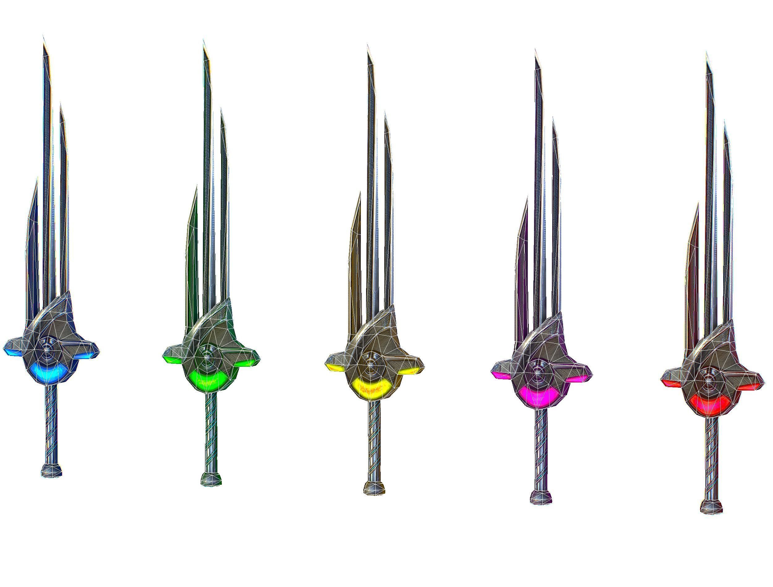 a set of cutting weapons Low-poly 3D model_23