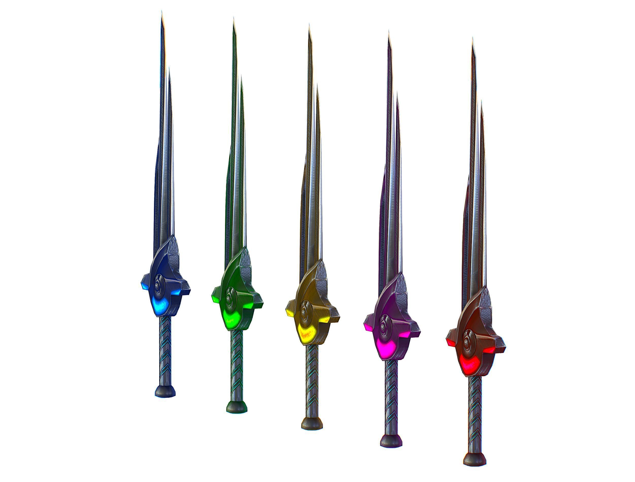 a set of cutting weapons Low-poly 3D model_3