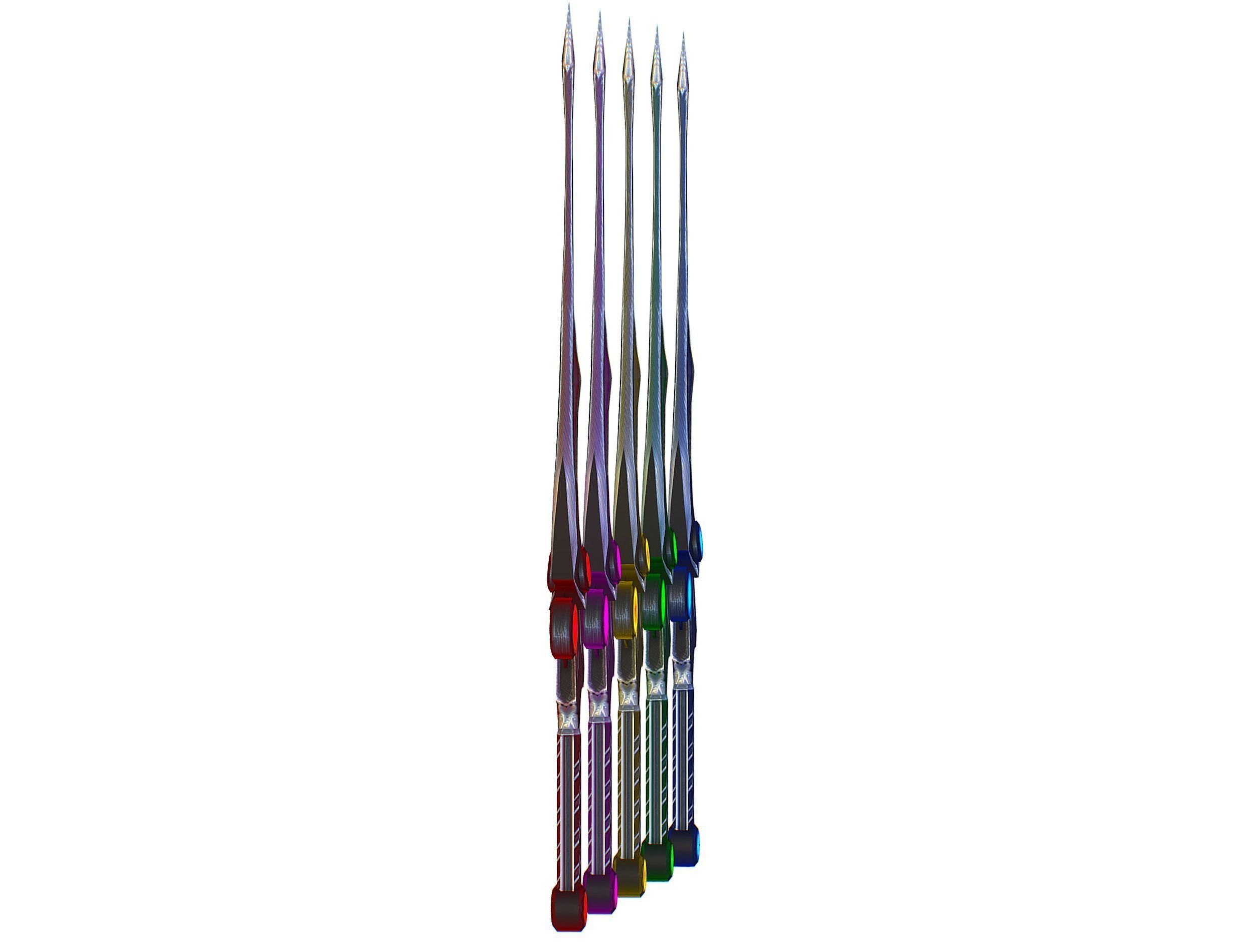 a set of cutting weapons Low-poly 3D model_5
