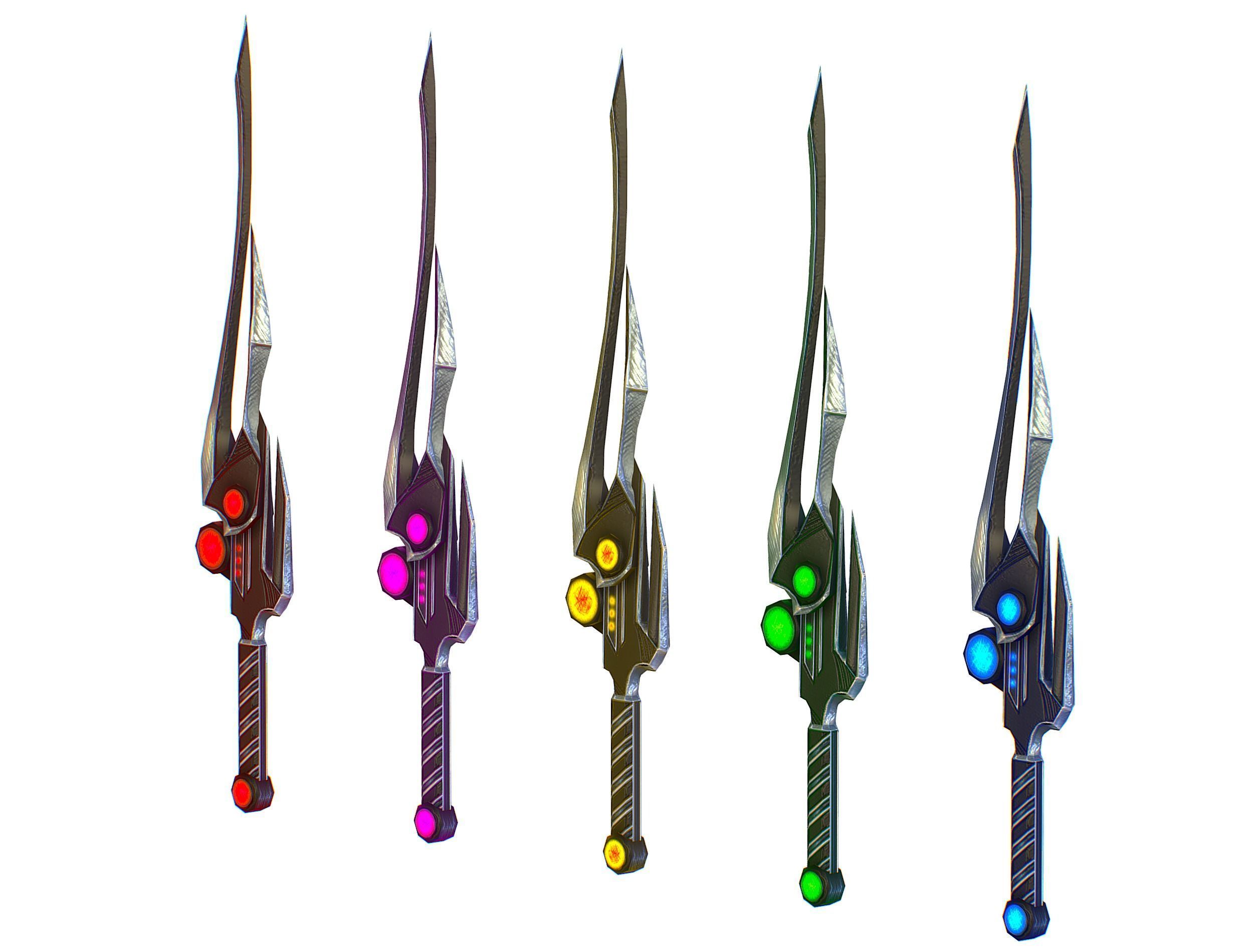 a set of cutting weapons Low-poly 3D model_12