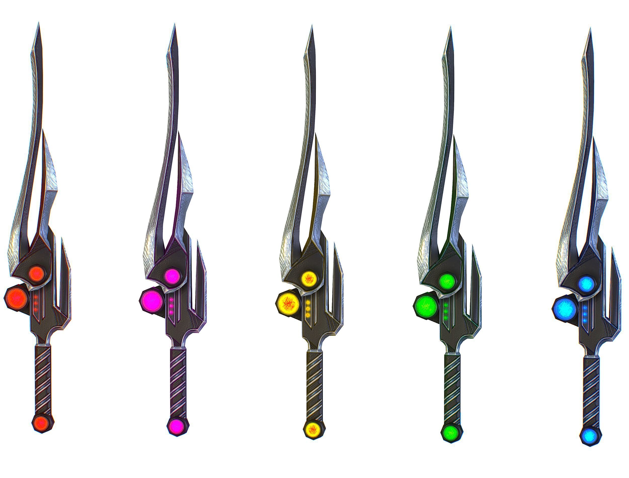 a set of cutting weapons Low-poly 3D model_10