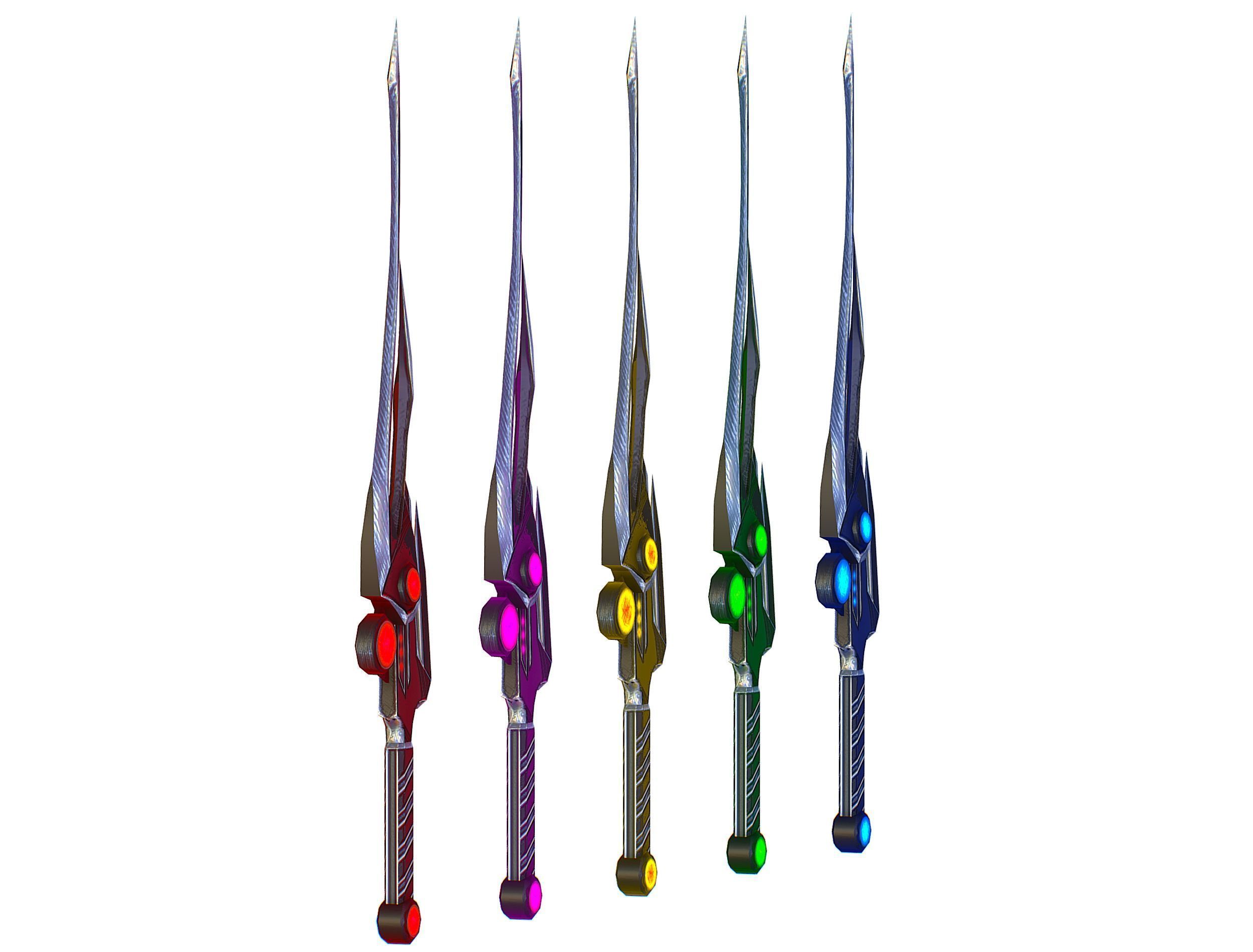 a set of cutting weapons Low-poly 3D model_6