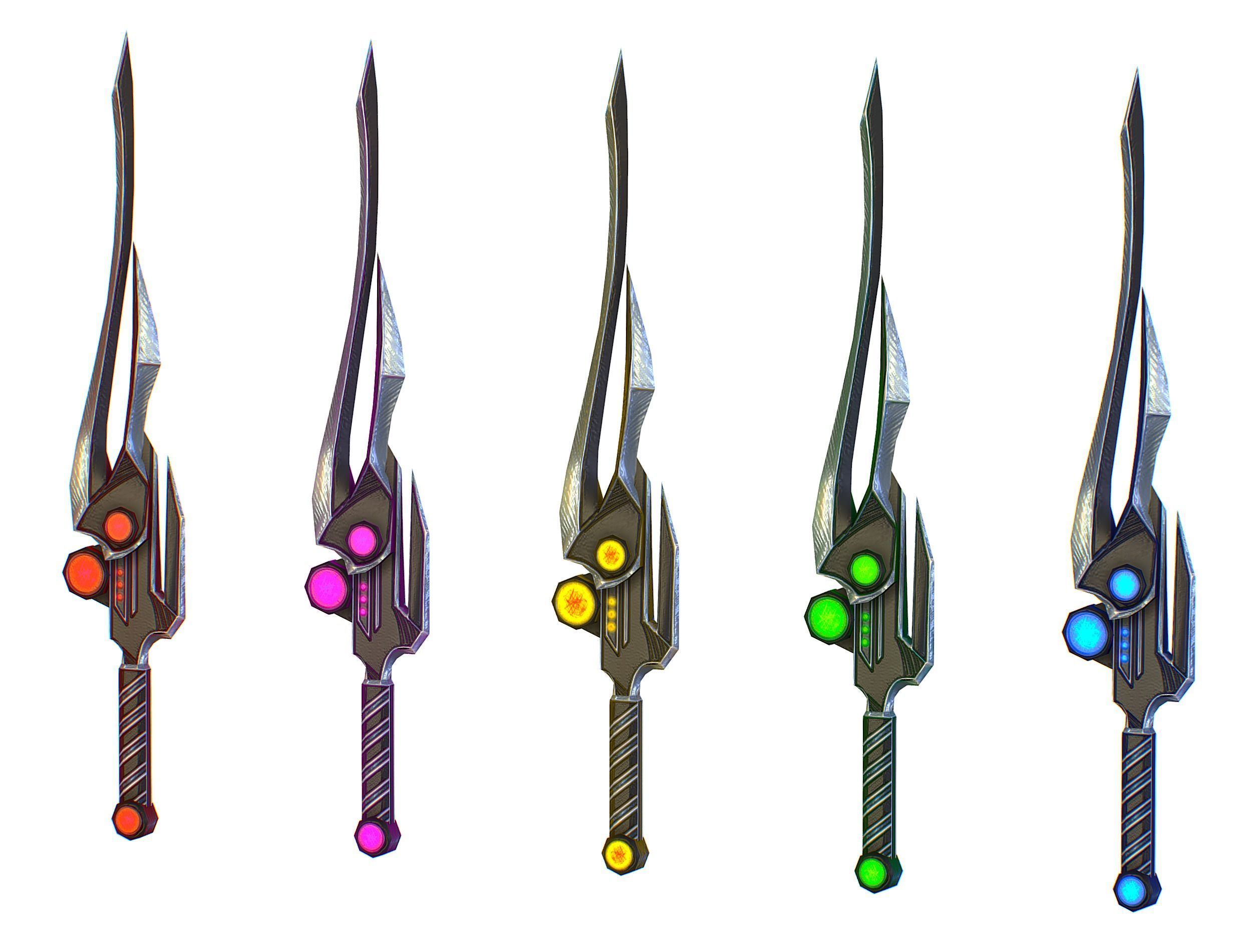 a set of cutting weapons Low-poly 3D model_11