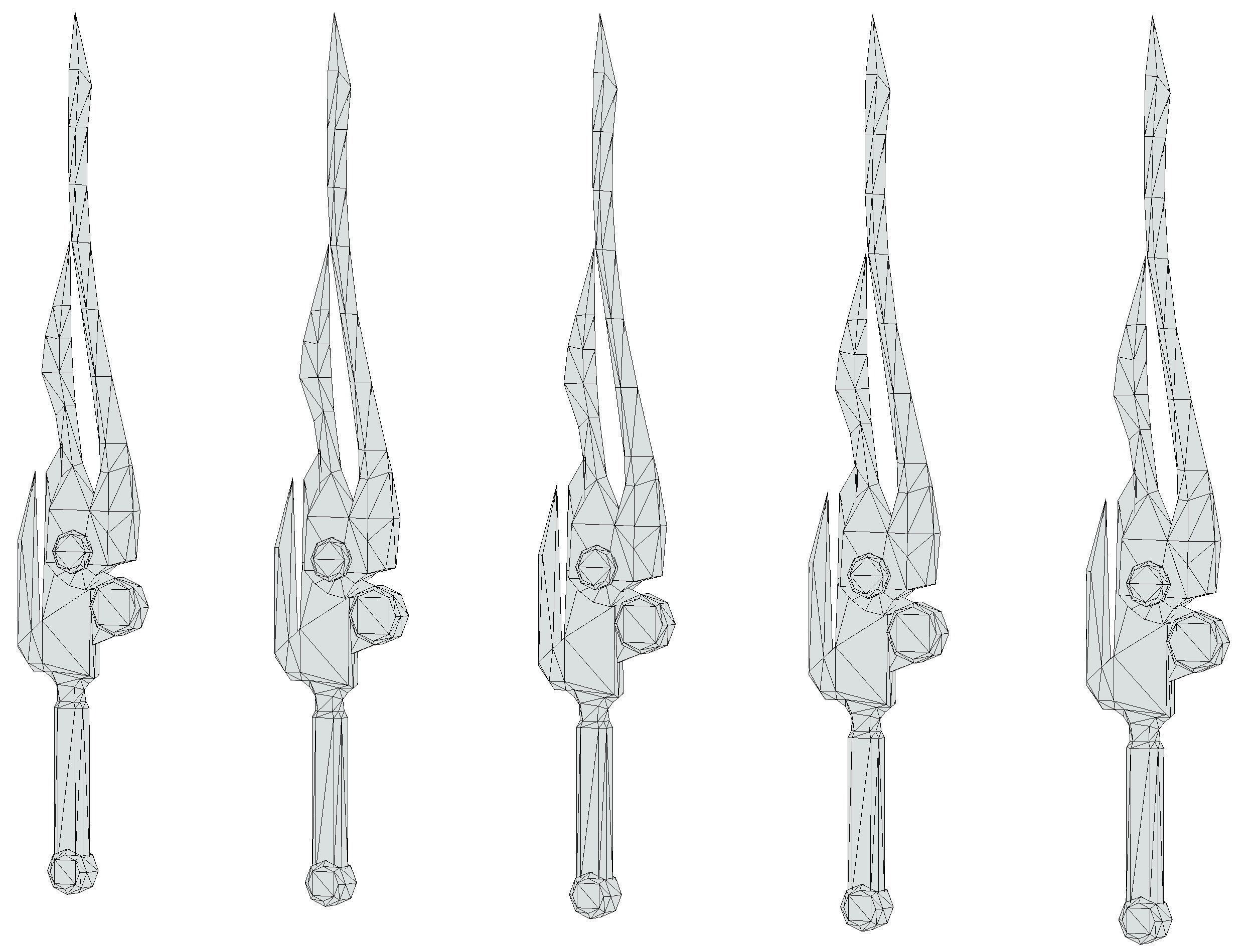 a set of cutting weapons Low-poly 3D model_21