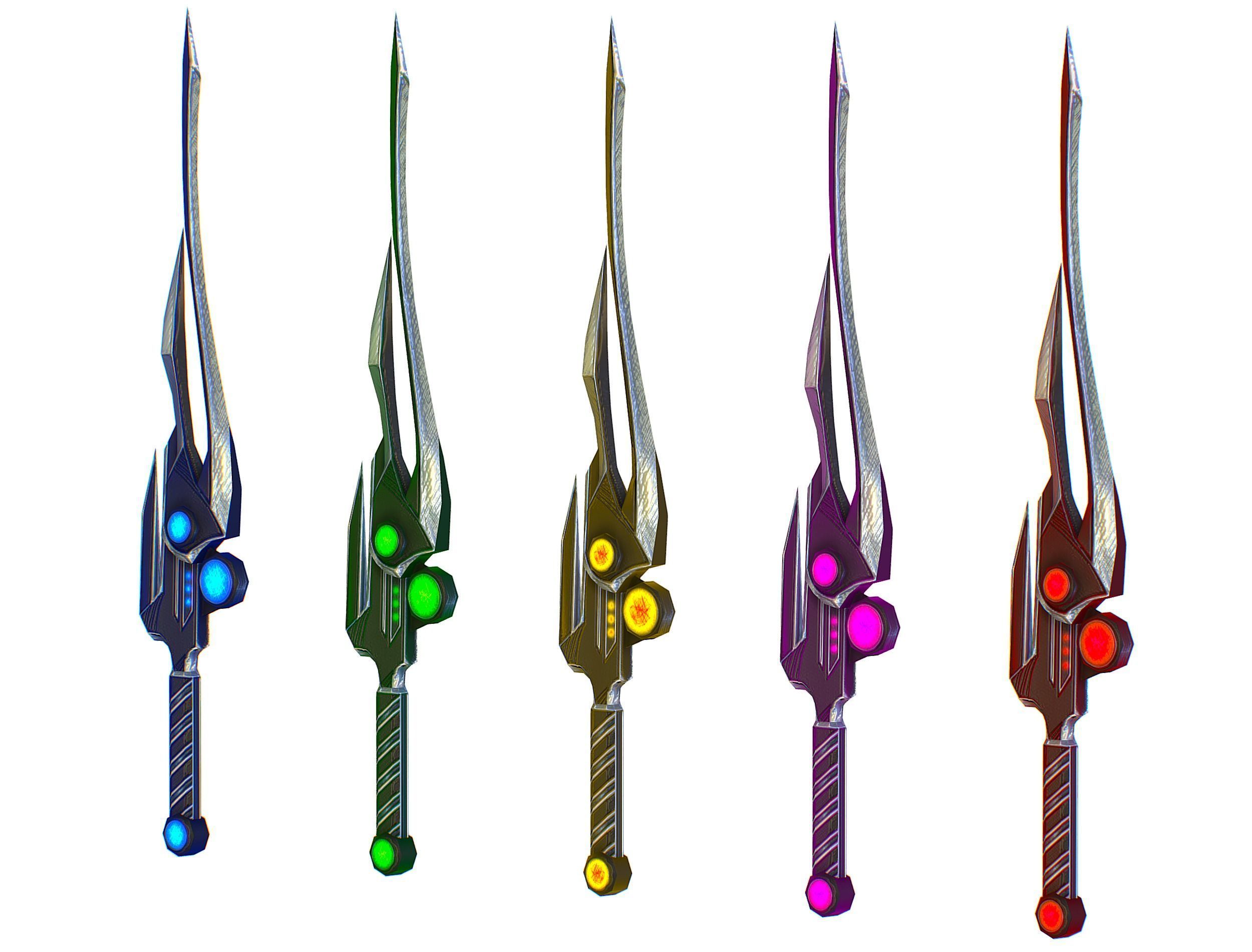 a set of cutting weapons Low-poly 3D model_1