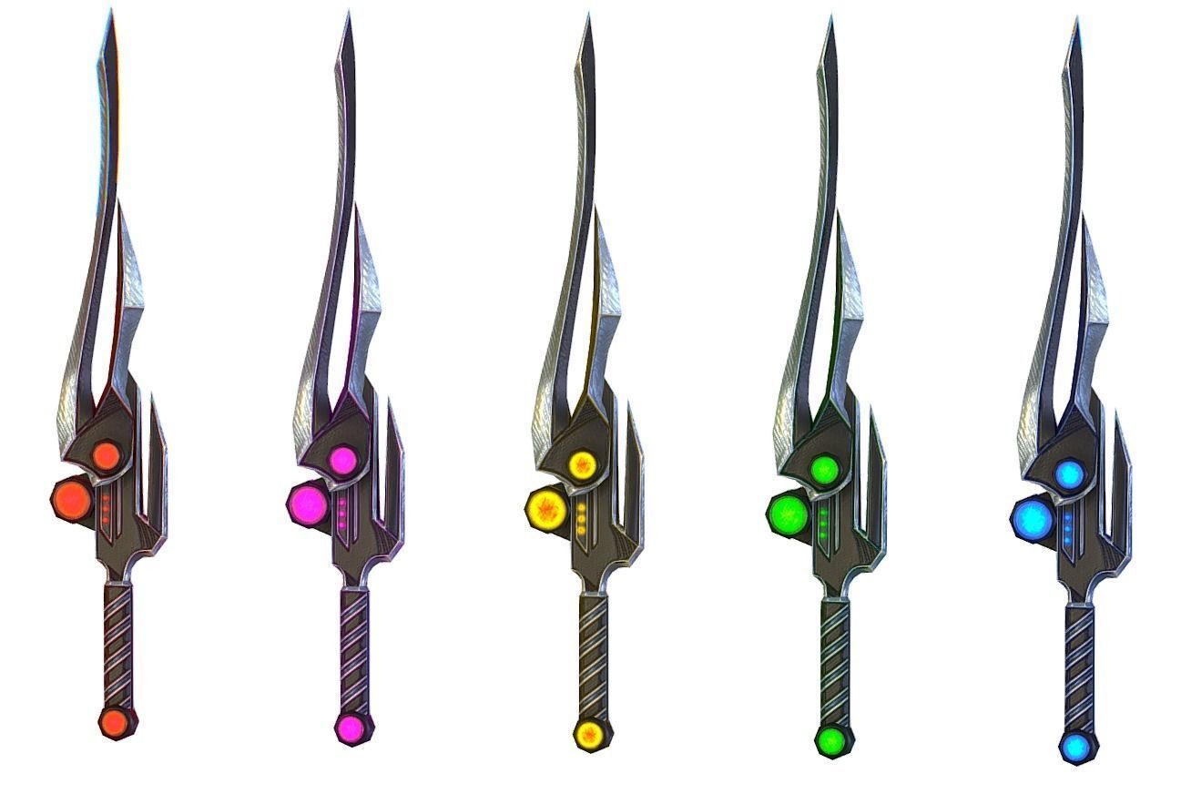 a set of cutting weapons Low-poly 3D model_23