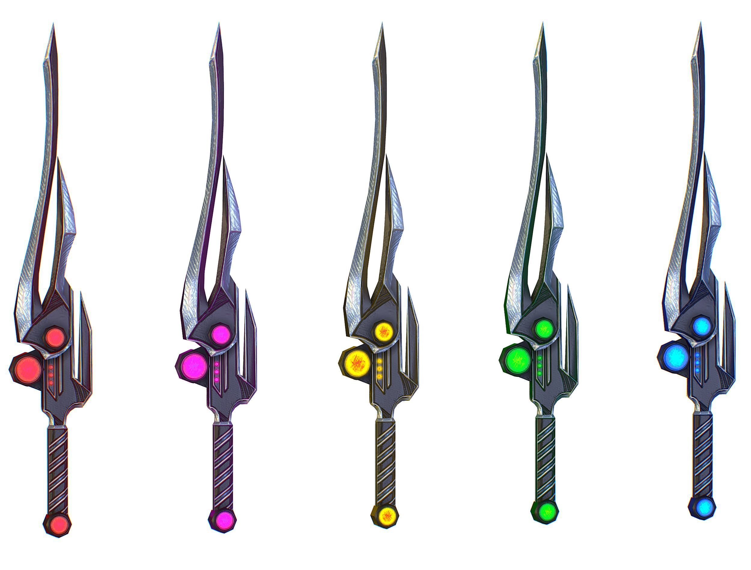 a set of cutting weapons Low-poly 3D model_9