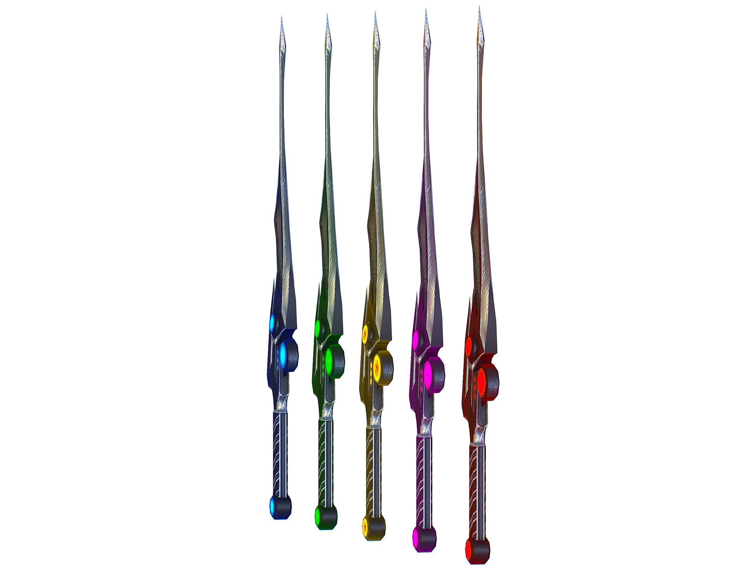 a set of cutting weapons Low-poly 3D model_3