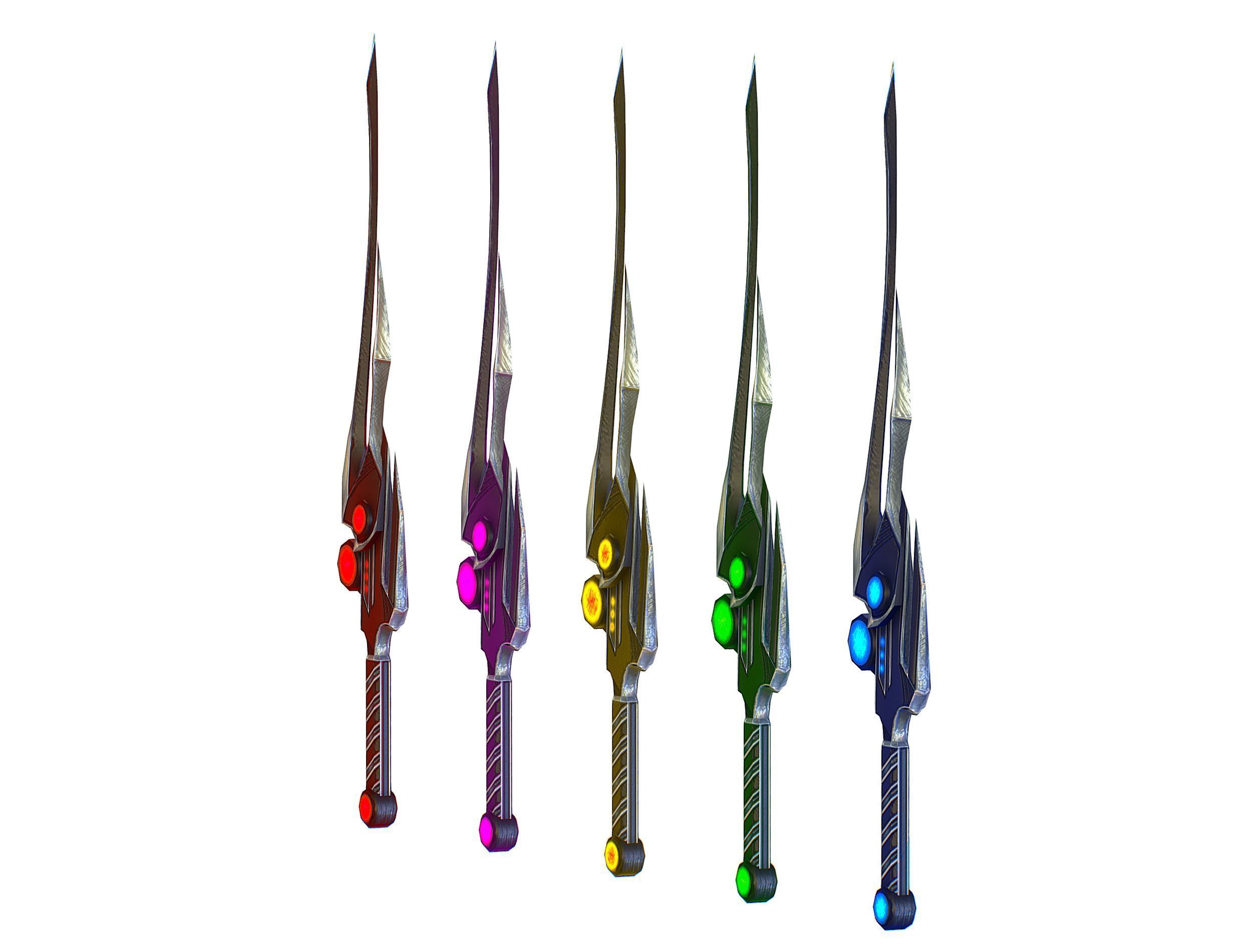 a set of cutting weapons Low-poly 3D model_13