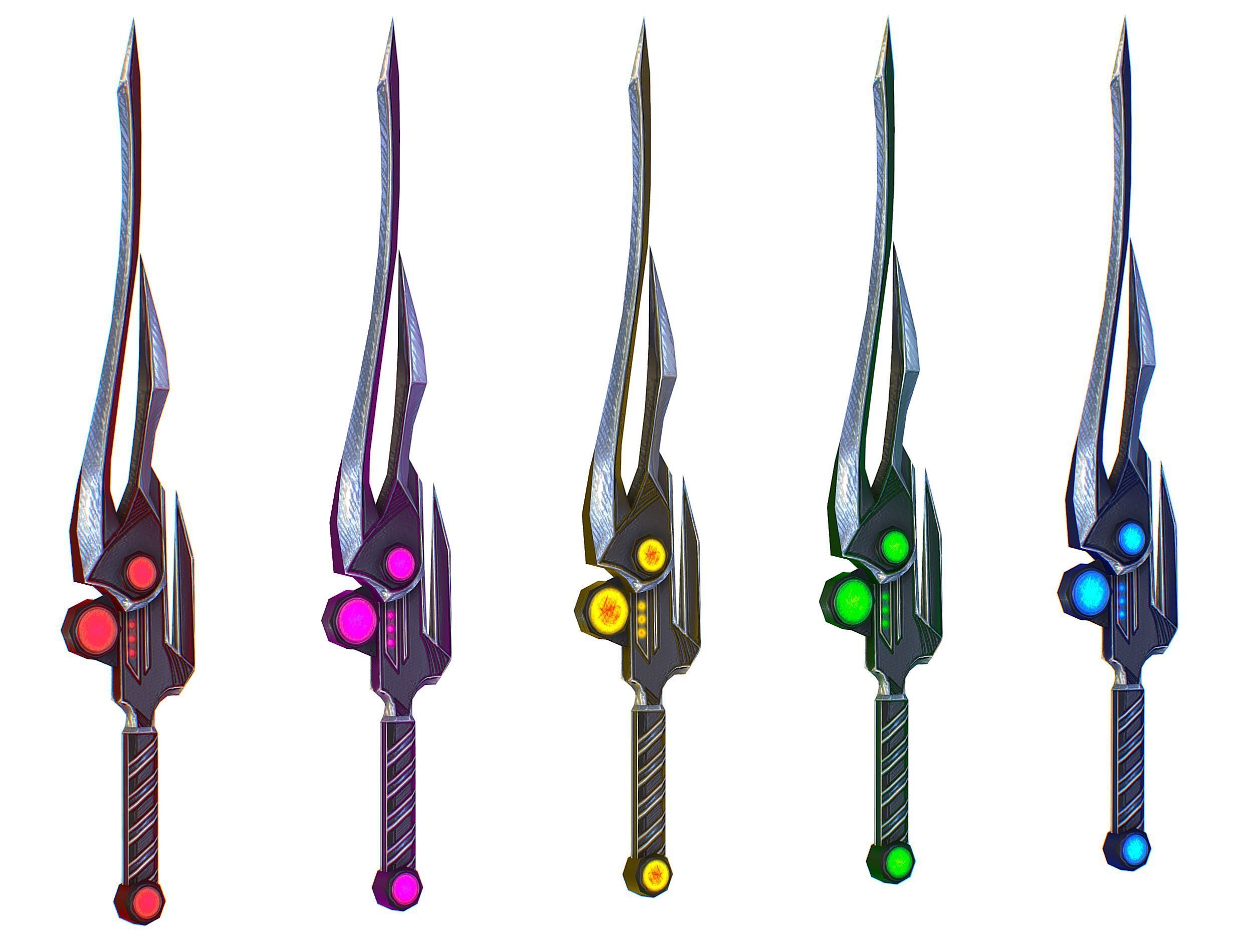 a set of cutting weapons Low-poly 3D model_8
