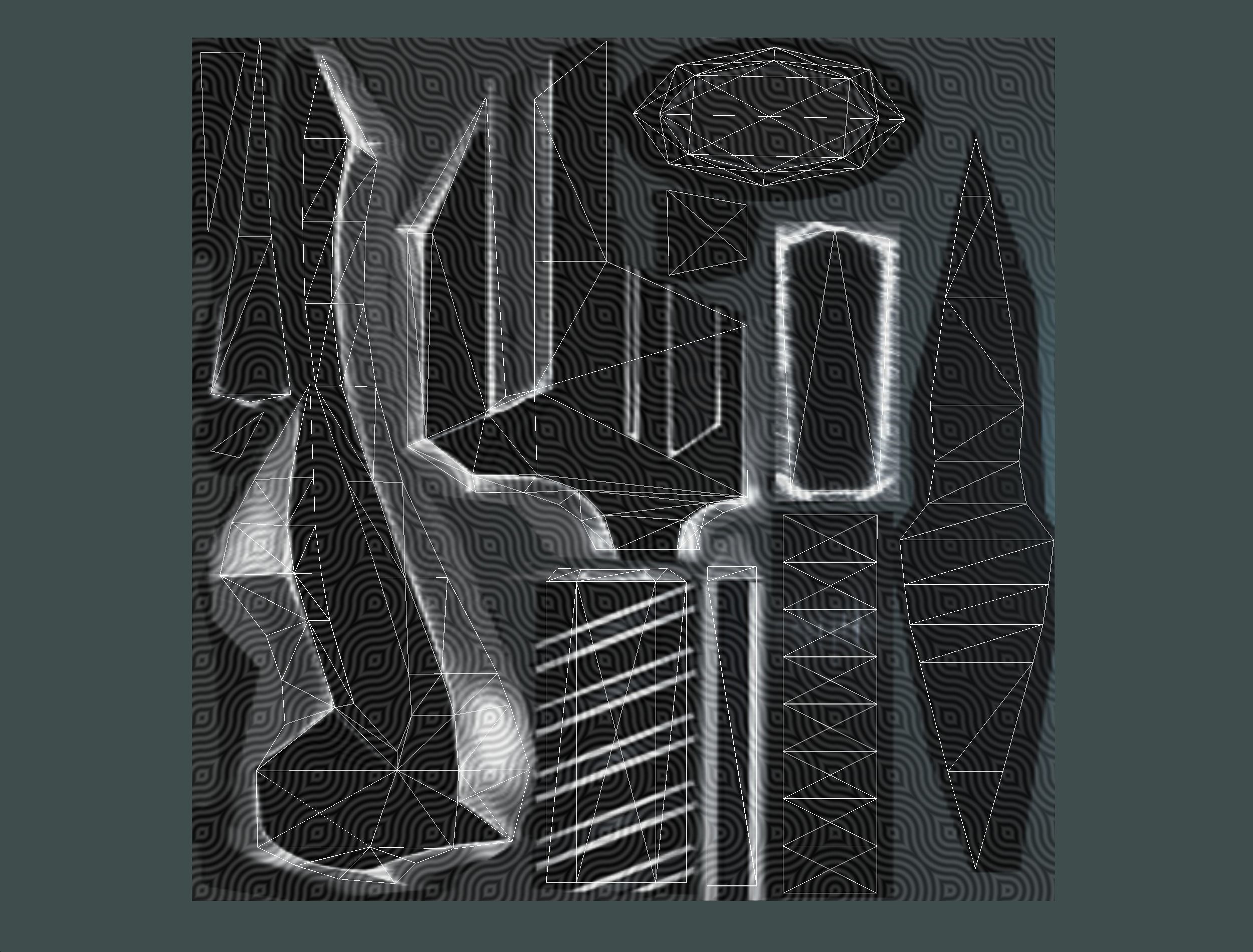 a set of cutting weapons Low-poly 3D model_22