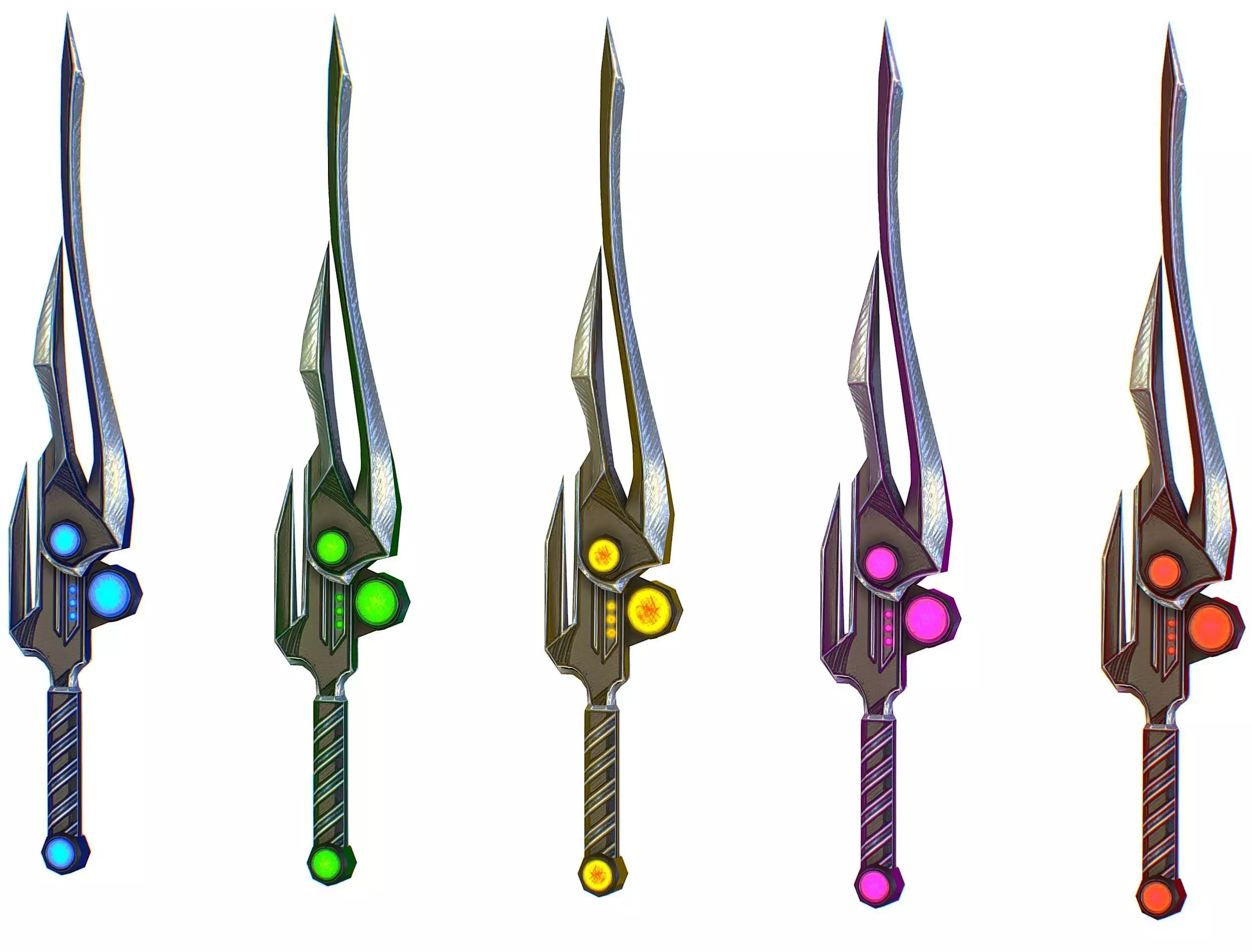a set of cutting weapons Low-poly 3D model_0