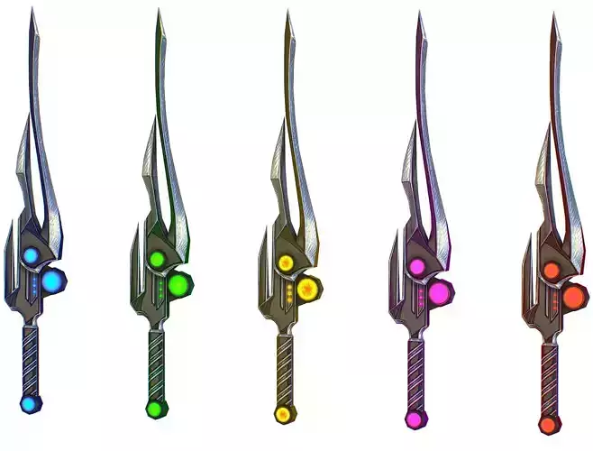 a set of cutting weapons Low-poly 3D model